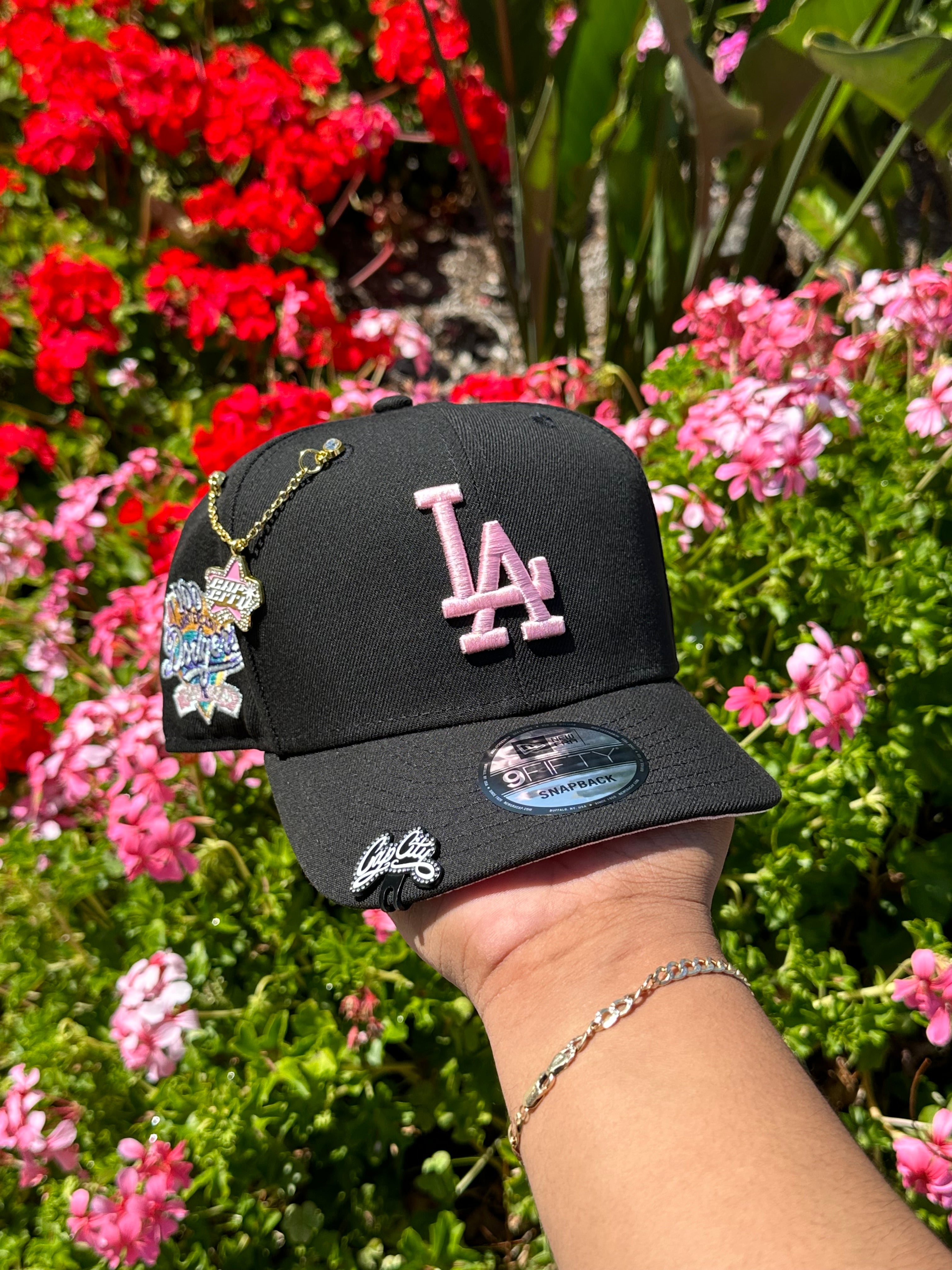 NEW ERA EXCLUSIVE 9FIFTY BLACK LOS ANGELES DODGERS SNAPBACK W/ 100TH ANNIVERSARY PATCH