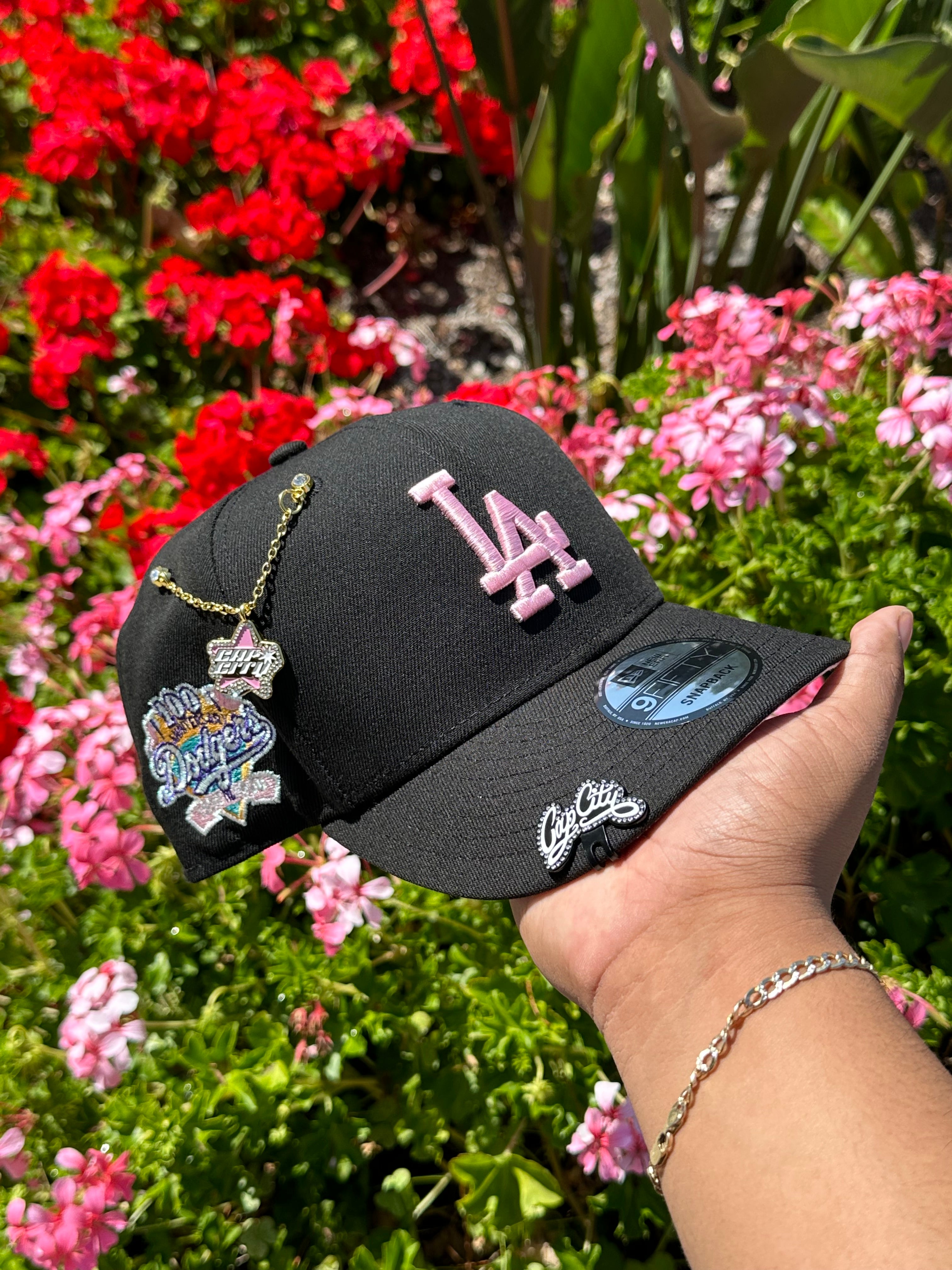 NEW ERA EXCLUSIVE 9FIFTY BLACK LOS ANGELES DODGERS SNAPBACK W/ 100TH ANNIVERSARY PATCH