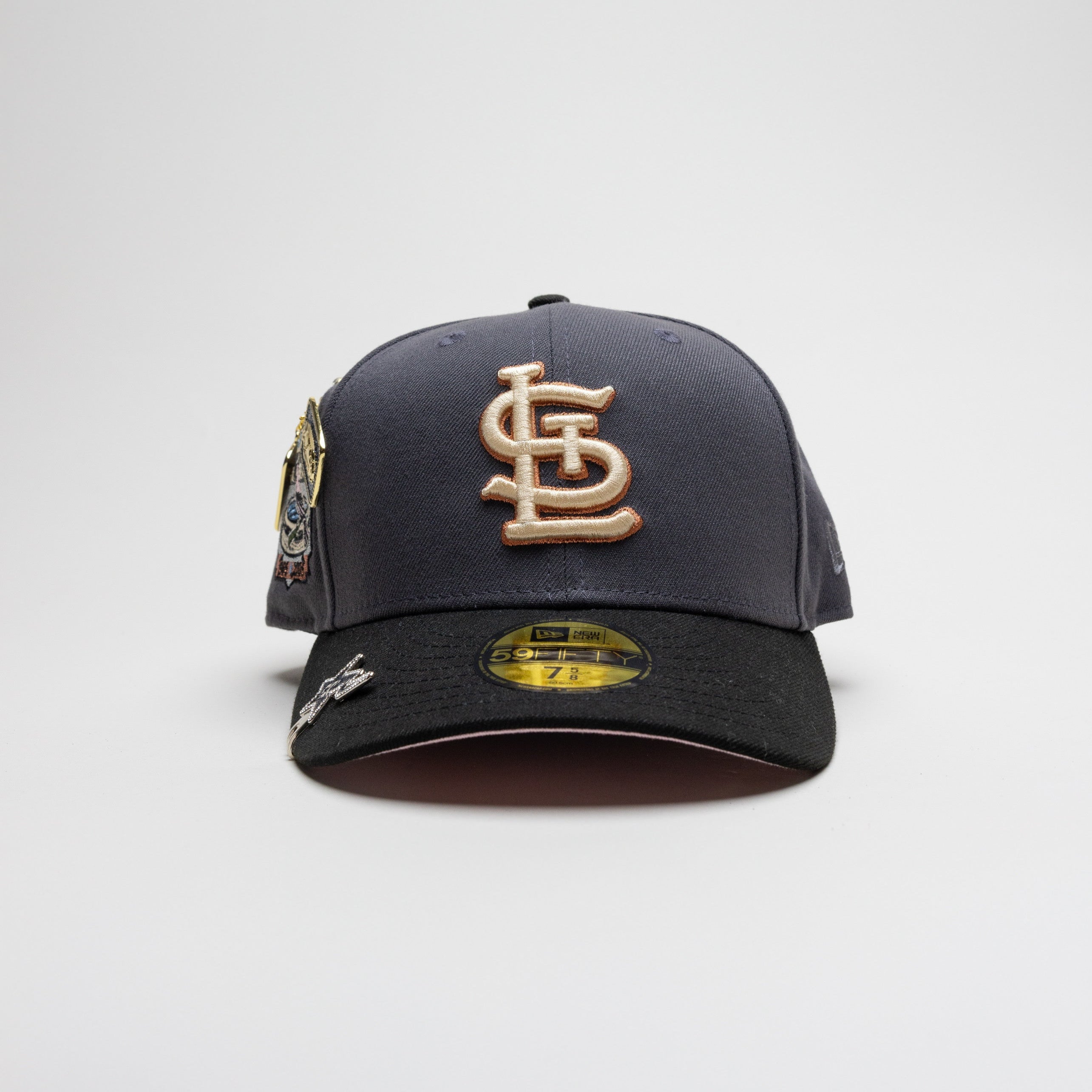 NEW ERA EXCLUSIVE 59FIFTY DARK GREY/ BLACK ST LOUIS CARDINALS W/ 1998 ALL STAR GAME SIDE PATCH