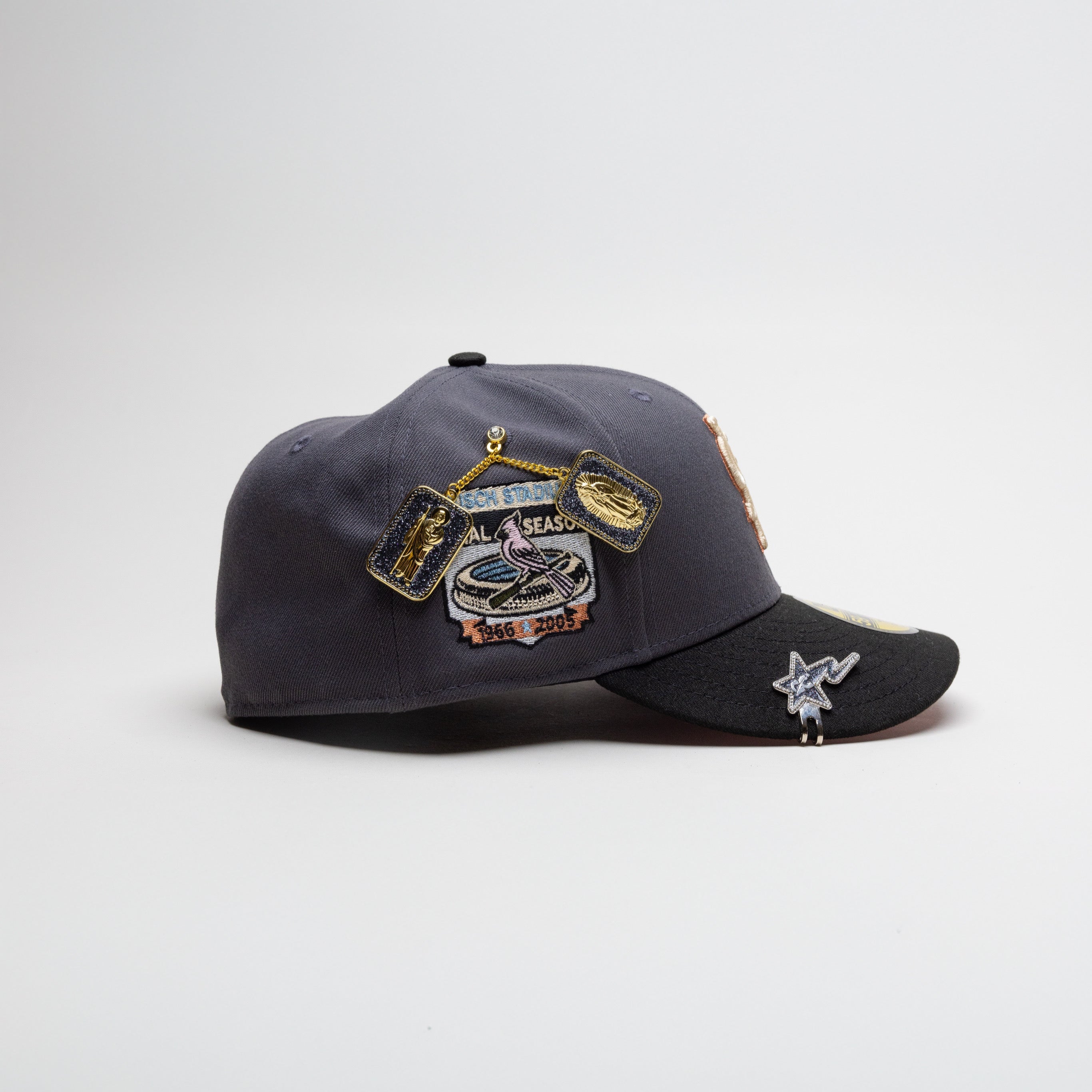 NEW ERA EXCLUSIVE 59FIFTY DARK GREY/ BLACK ST LOUIS CARDINALS W/ 1998 ALL STAR GAME SIDE PATCH