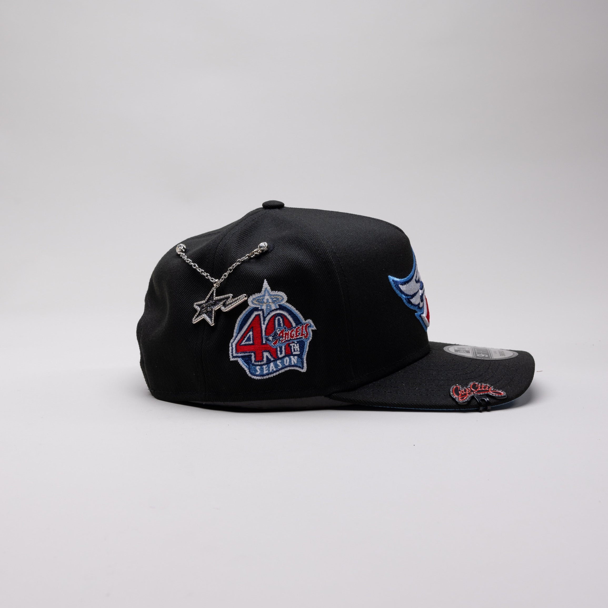 NEW ERA 9FIFTY A-FRAME BLACK ANAHEIM ANGELS SNAPBACK W/ 40TH ANNIVERSARY SIDE PATCH