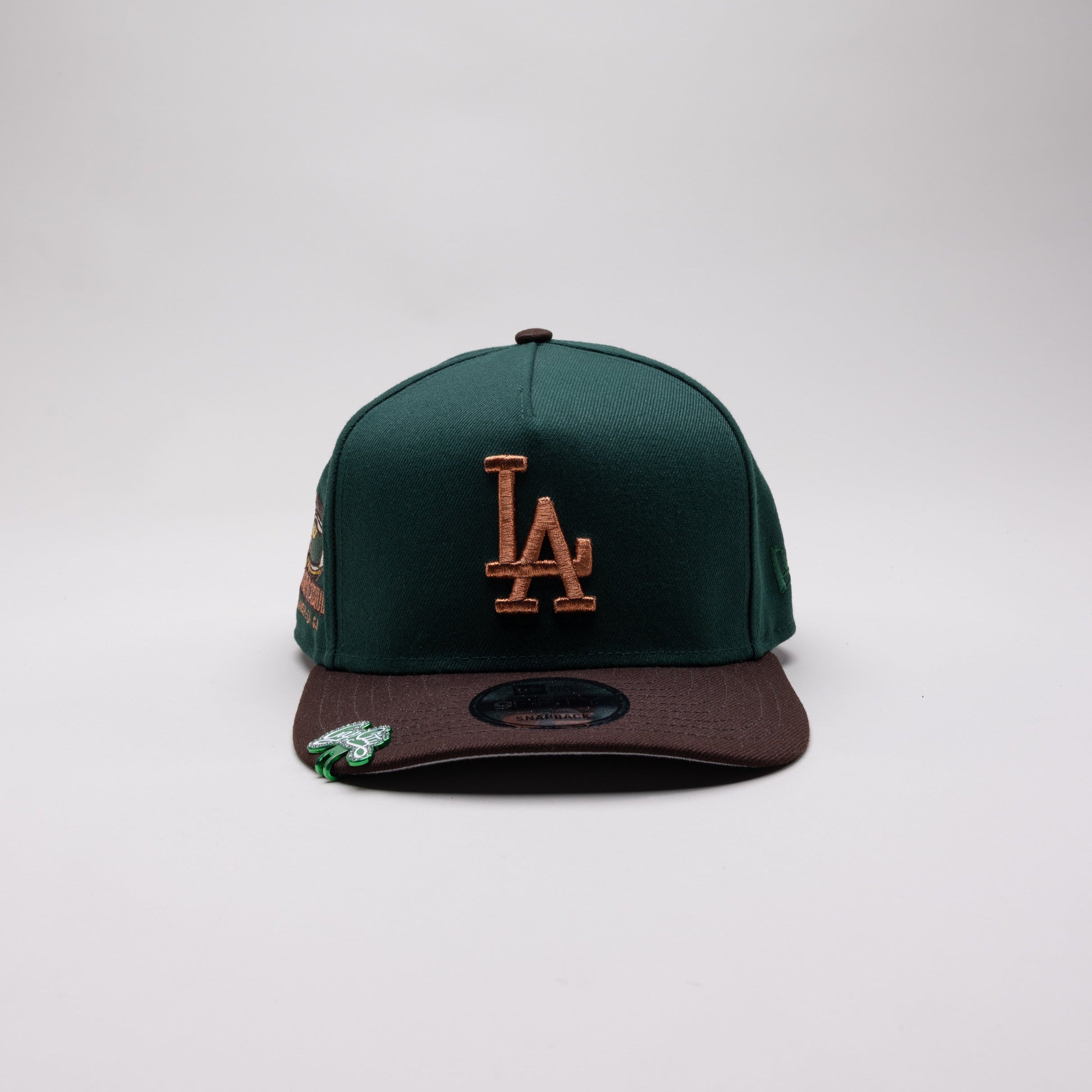 NEW ERA EXCLUSIVE 9FIFTY A-FRAME EMERALD GREEN/ BROWN LOS ANGELES DODGERS W/ DODGER STADIUM SIDE PATCH