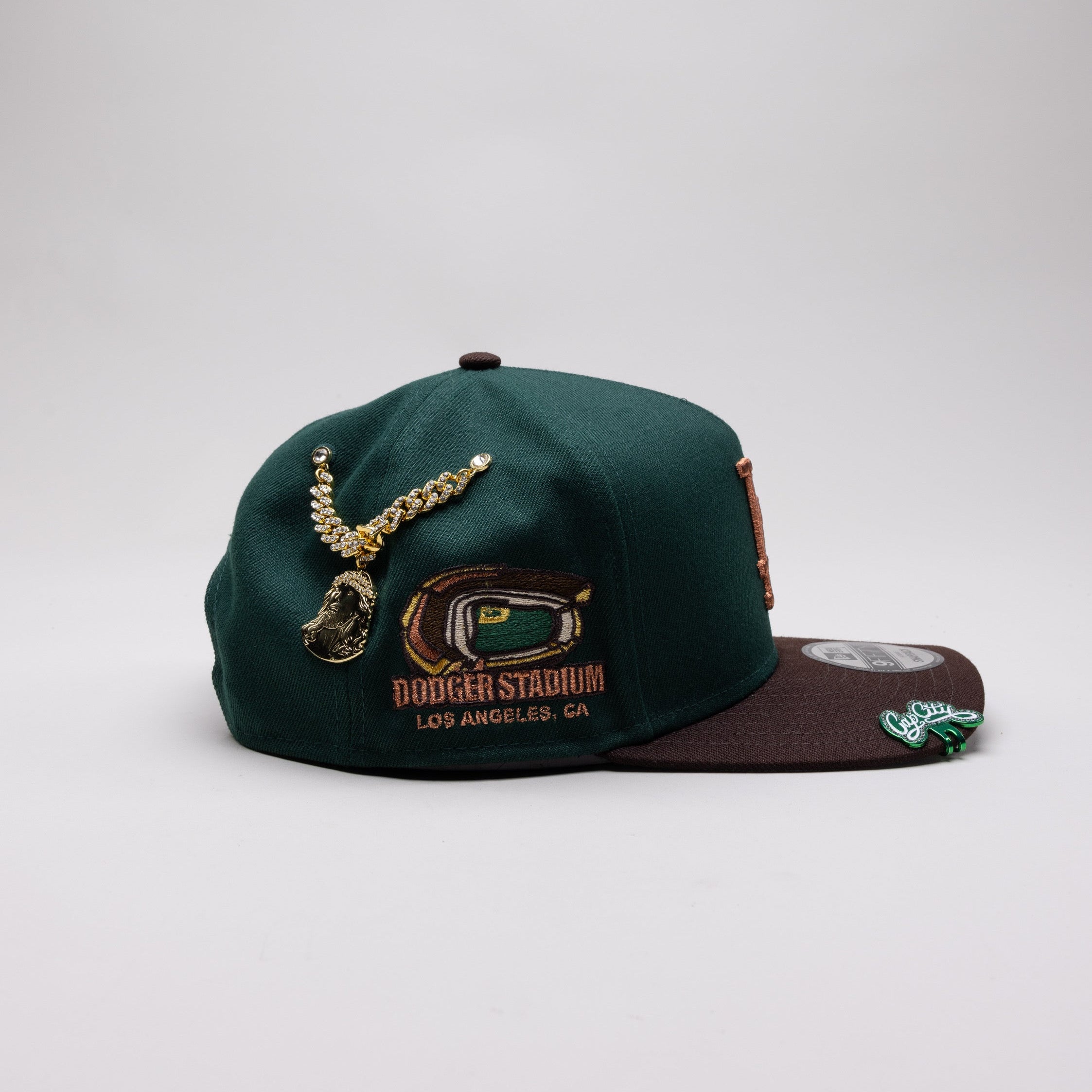 NEW ERA EXCLUSIVE 9FIFTY A-FRAME EMERALD GREEN/ BROWN LOS ANGELES DODGERS W/ DODGER STADIUM SIDE PATCH