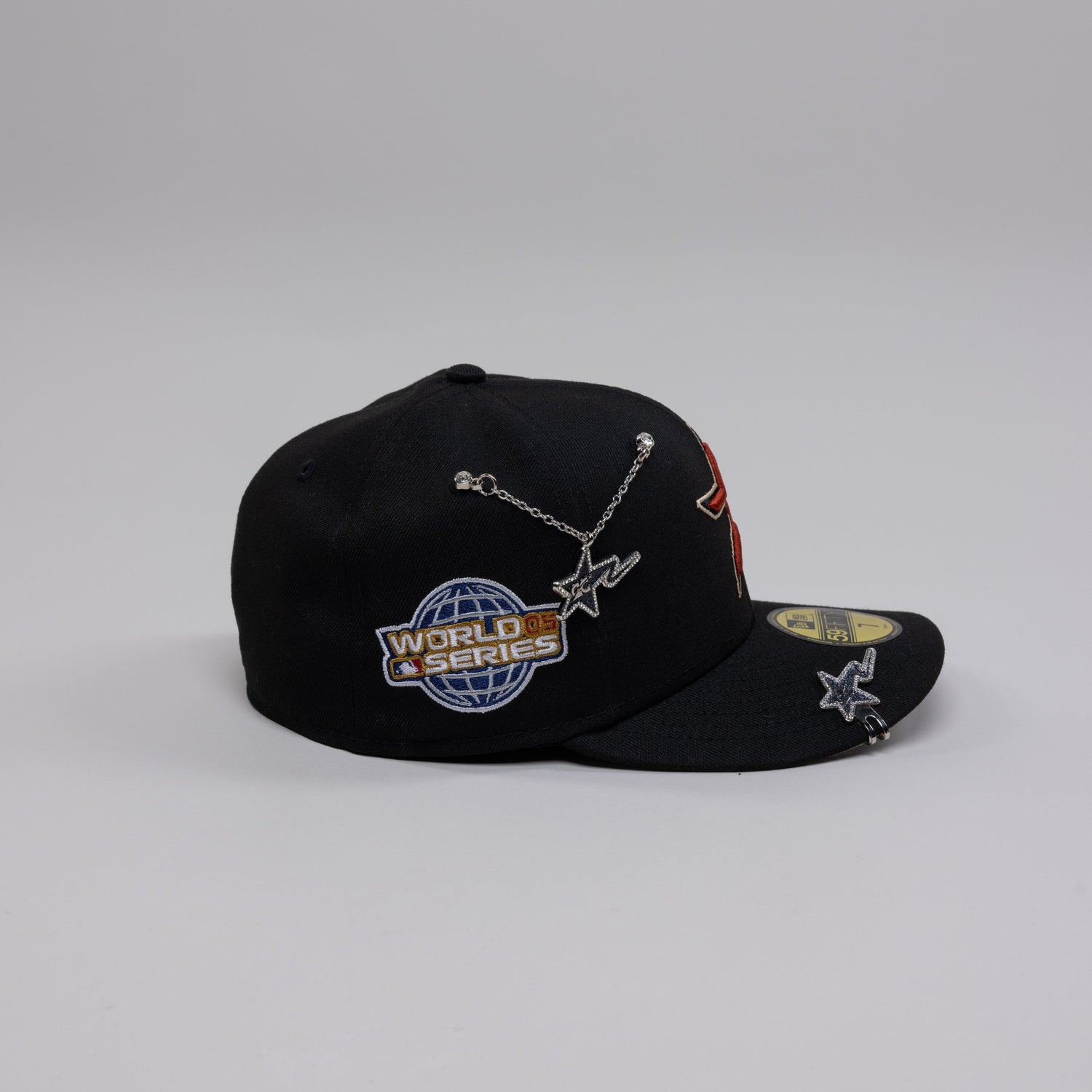 NEW ERA EXCLUSIVE 59FIFTY BLACK HOUSTON ASTROS W/ 2005 WORLD SERIES SIDE PATCH