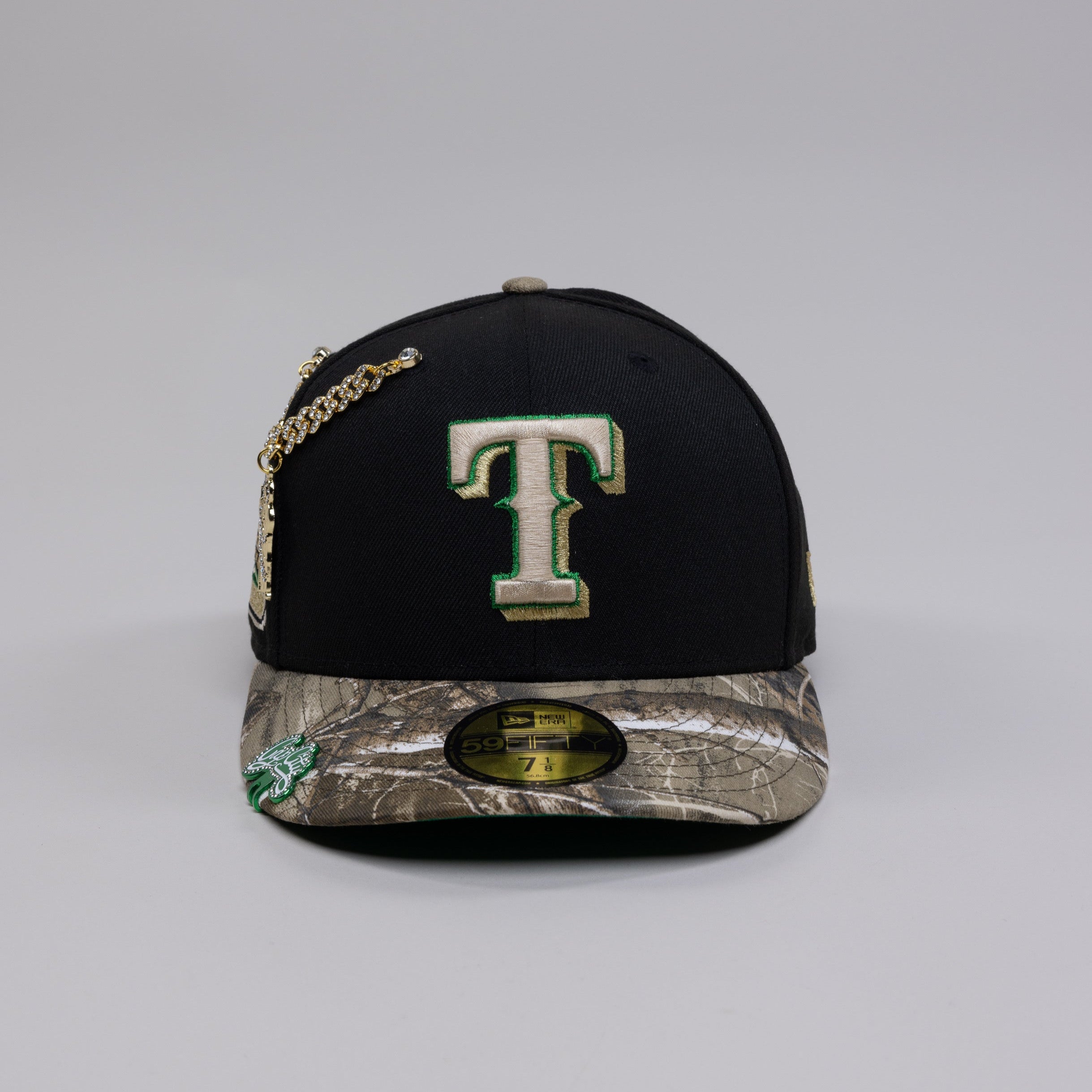 NEW ERA EXCLUSIVE 59FIFTY BLACK/ REALTREE TEXAS RANGERS W/  SIDE PATCH