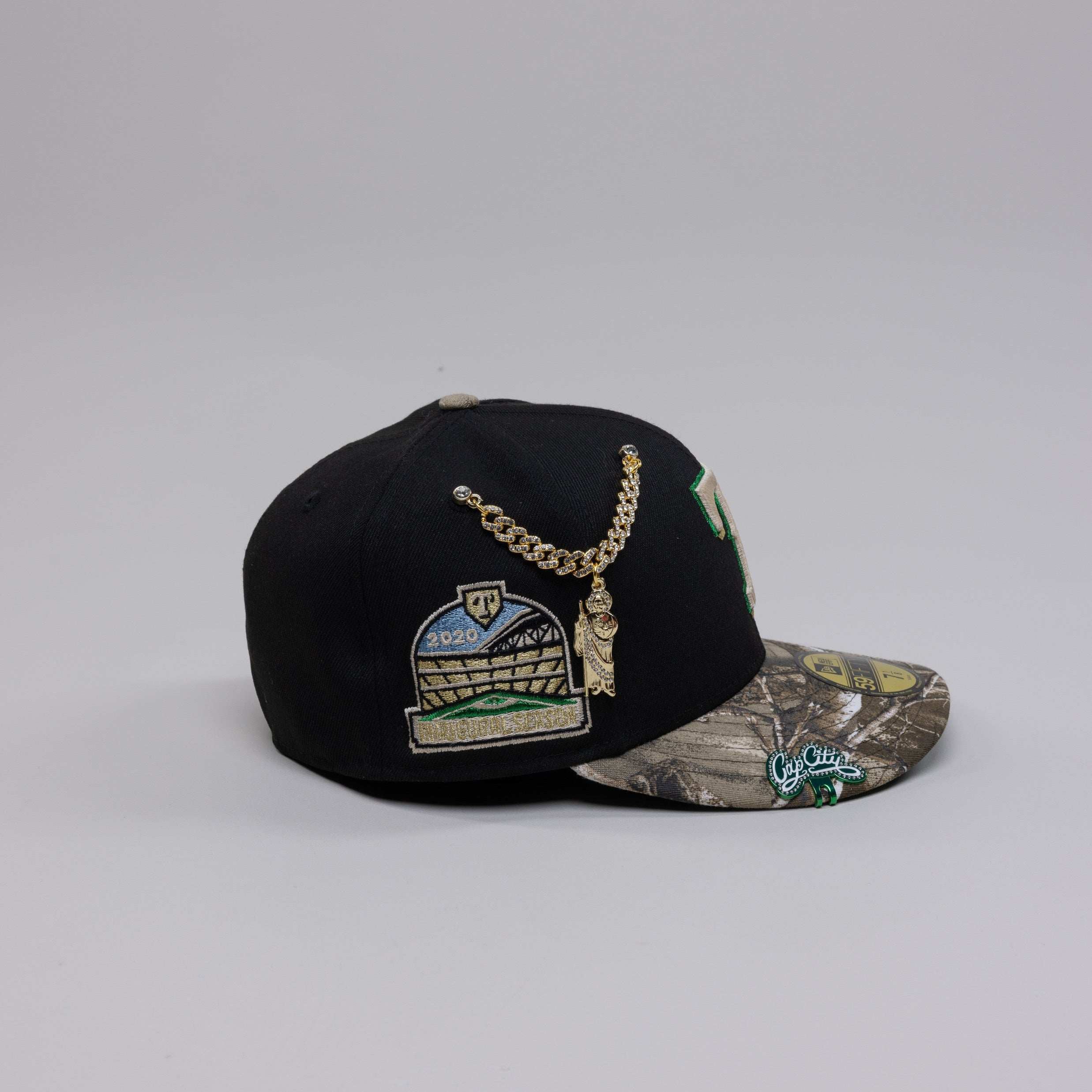 NEW ERA EXCLUSIVE 59FIFTY BLACK/ REALTREE TEXAS RANGERS W/  SIDE PATCH