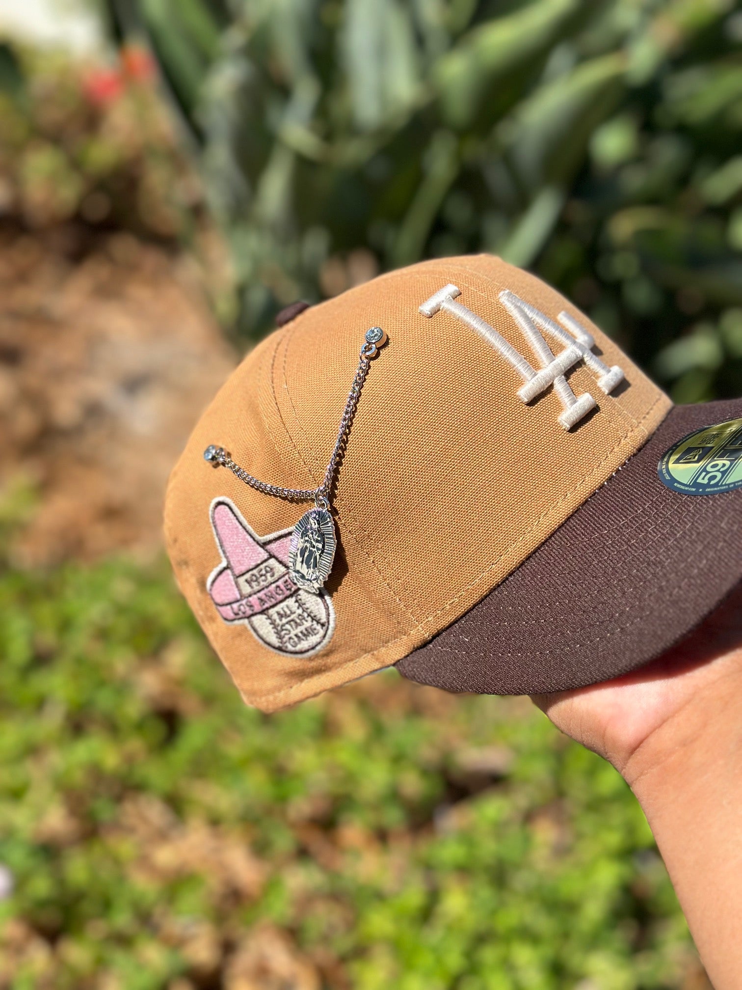 NEW ERA 59FIFTY TAN/WALNUT LOS ANGELES DODGERS W/ 1959 ALL STAR GAME S