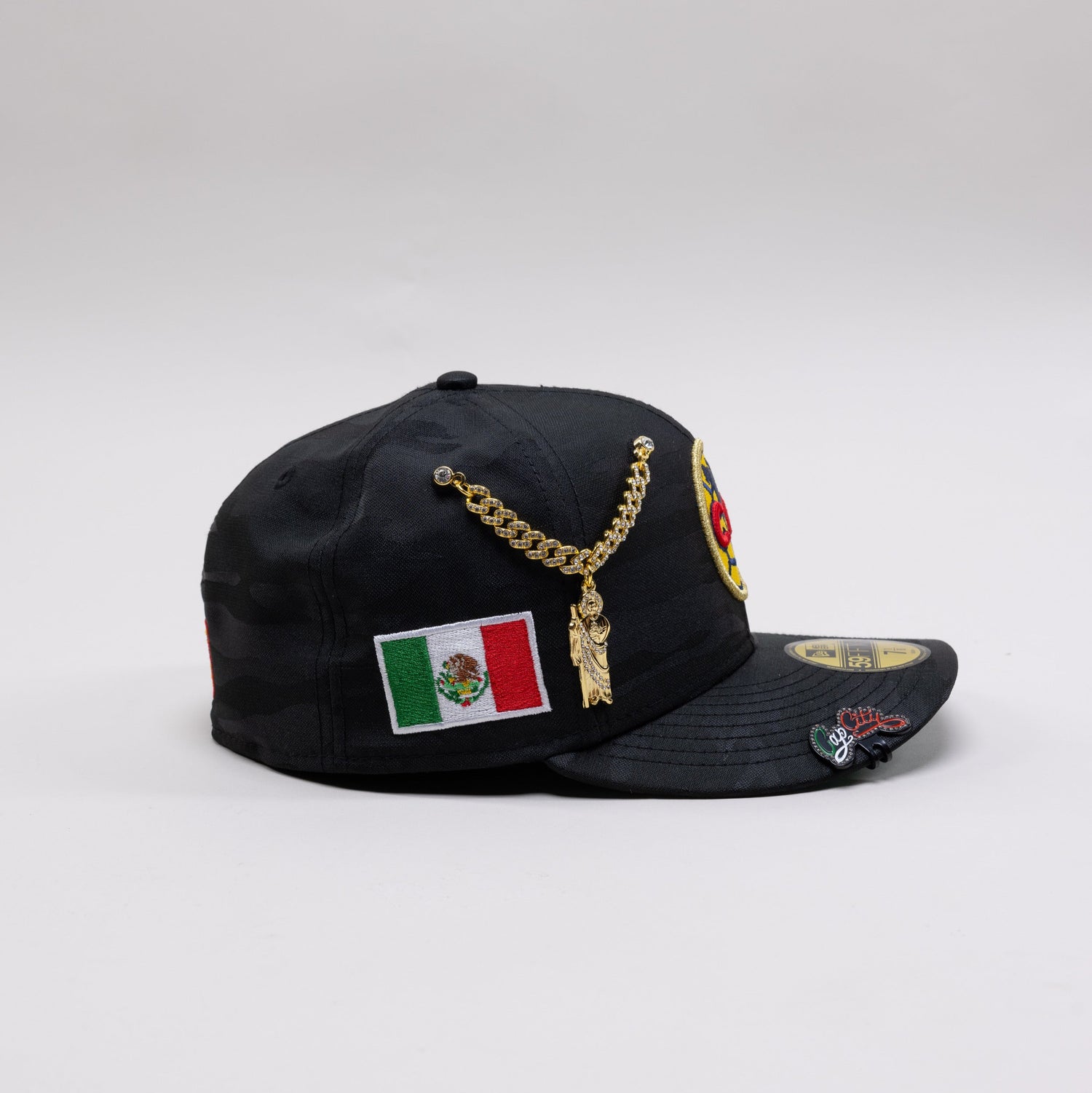 NEW ERA EXCLUSIVE 59FIFTY BLACK CAMO "CLUB AMERICA" W/ MEXICO FLAG SIDE PATCH