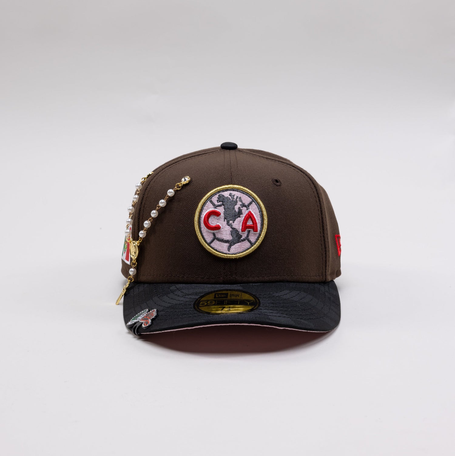 NEW ERA EXCLUSIVE 59FIFTY MOCHA/BLACK CAMO "CLUB AMERICA" W/ MEXICO FLAG SIDE PATCH