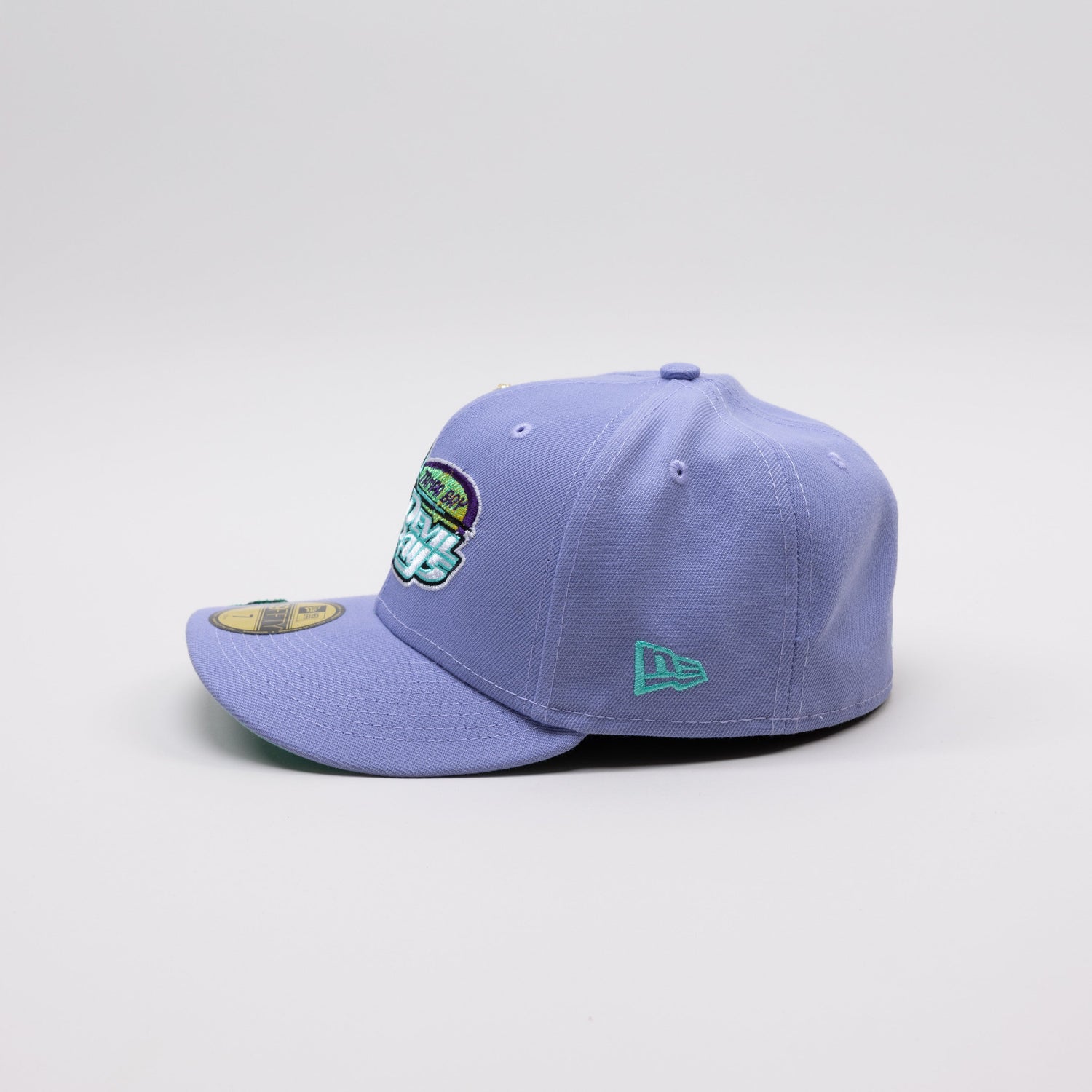 NEW ERA EXCLUSIVE 59FIFTY LAVENDER TAMPA BAY DEVILRAYS W/ 1998 INAUGURAL SEASON SIDE PATCH