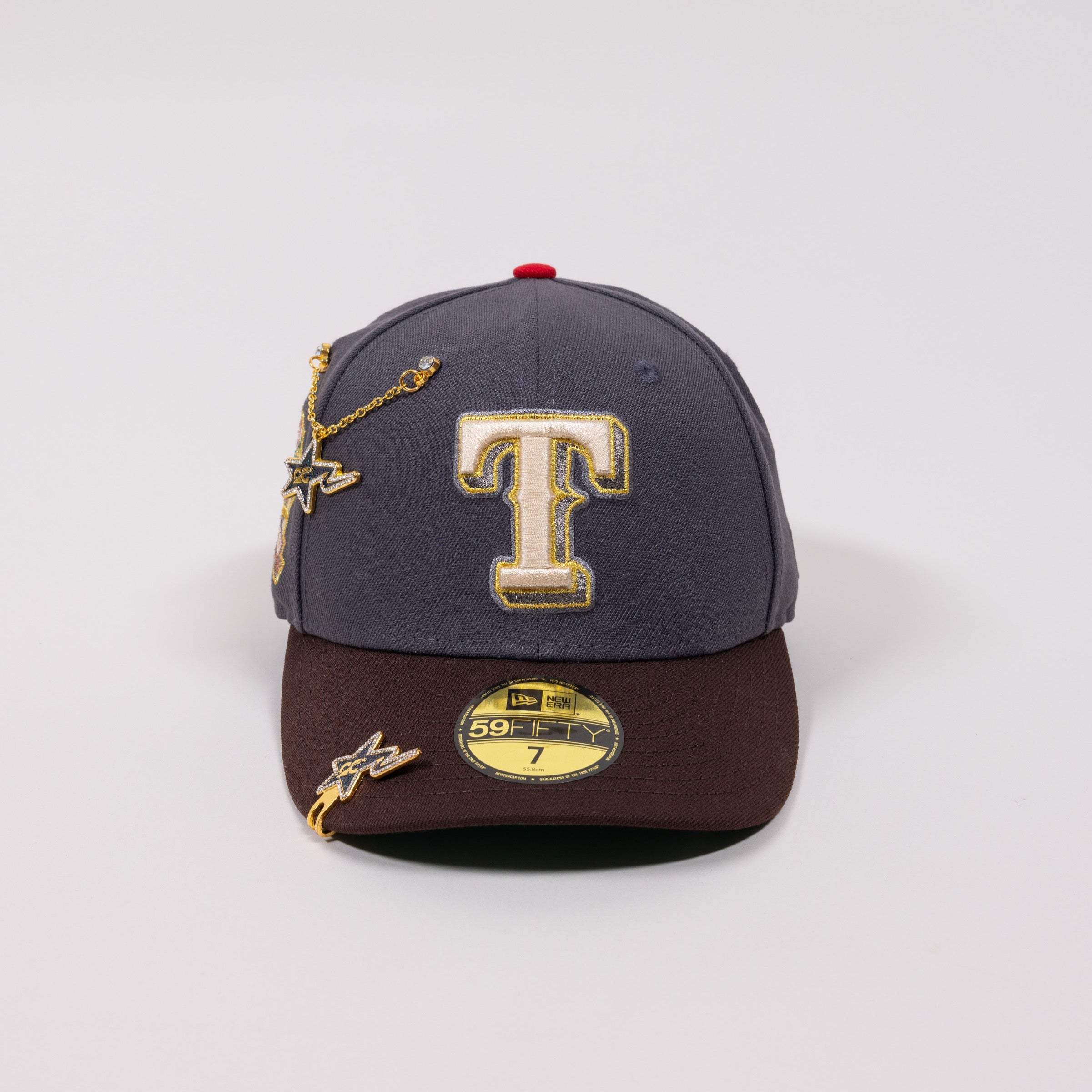 NEW ERA EXCLUSIVE 59FIFTY GREY/ BROWN TEXAS RANGERS W/ FINAL SEASON SIDE PATCH
