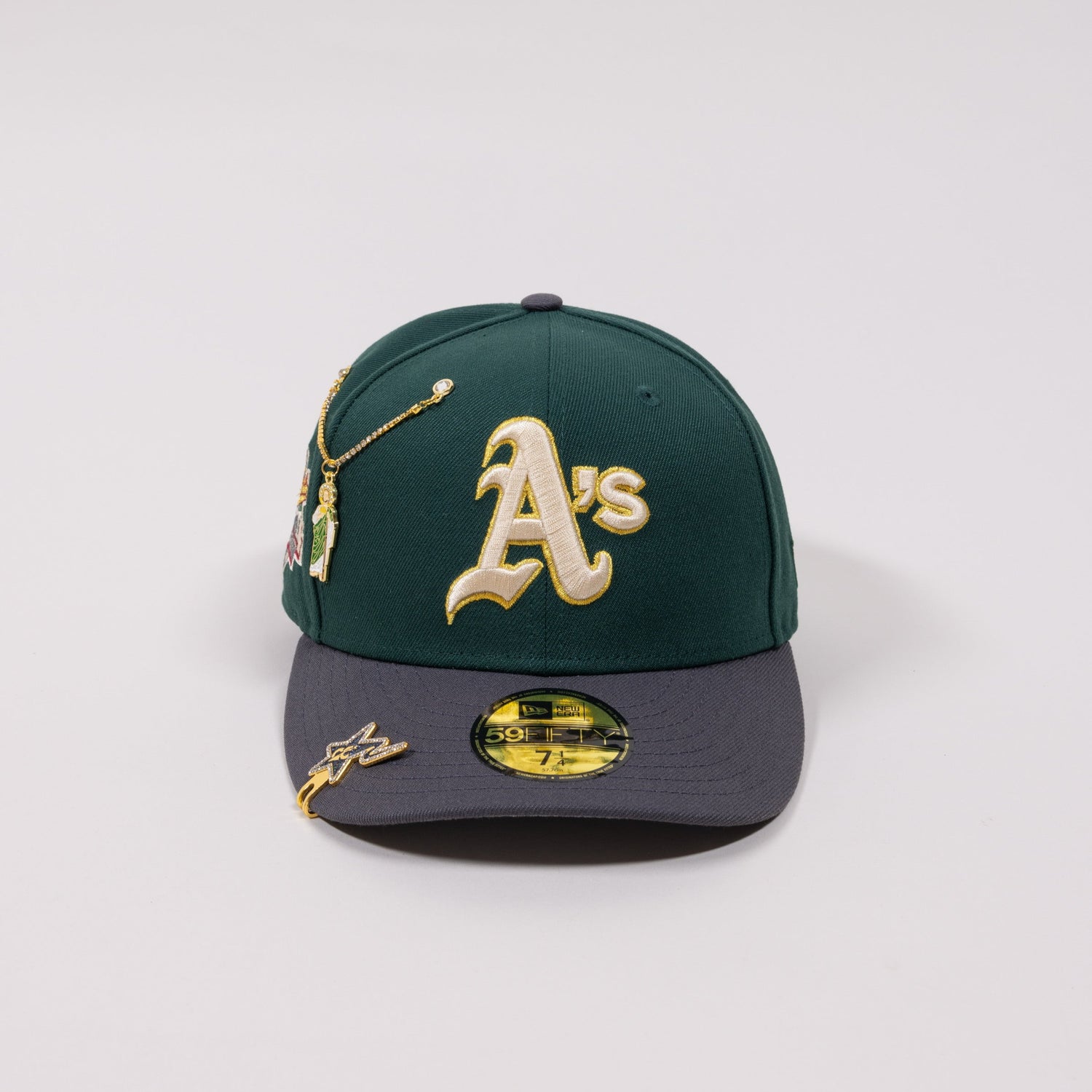 NEW ERA EXCLUSIVE 59FIFTY FOREST GREEN/ GREY OAKLAND ATHLETICS W/ BATTLE OF BAY SIDE PATCH