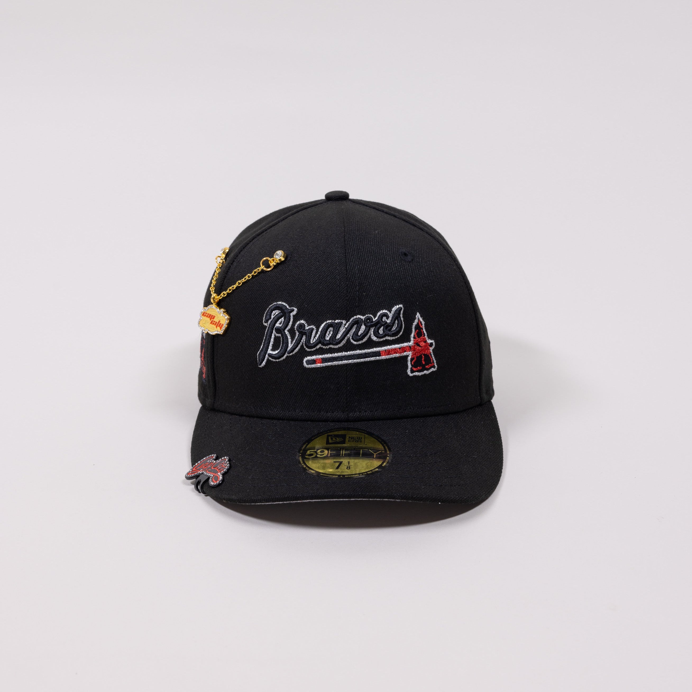 NEW ERA 59FIFTY BLACK ATLANTA BRAVES SCRIPT W/ SEASON SIDE PATCH