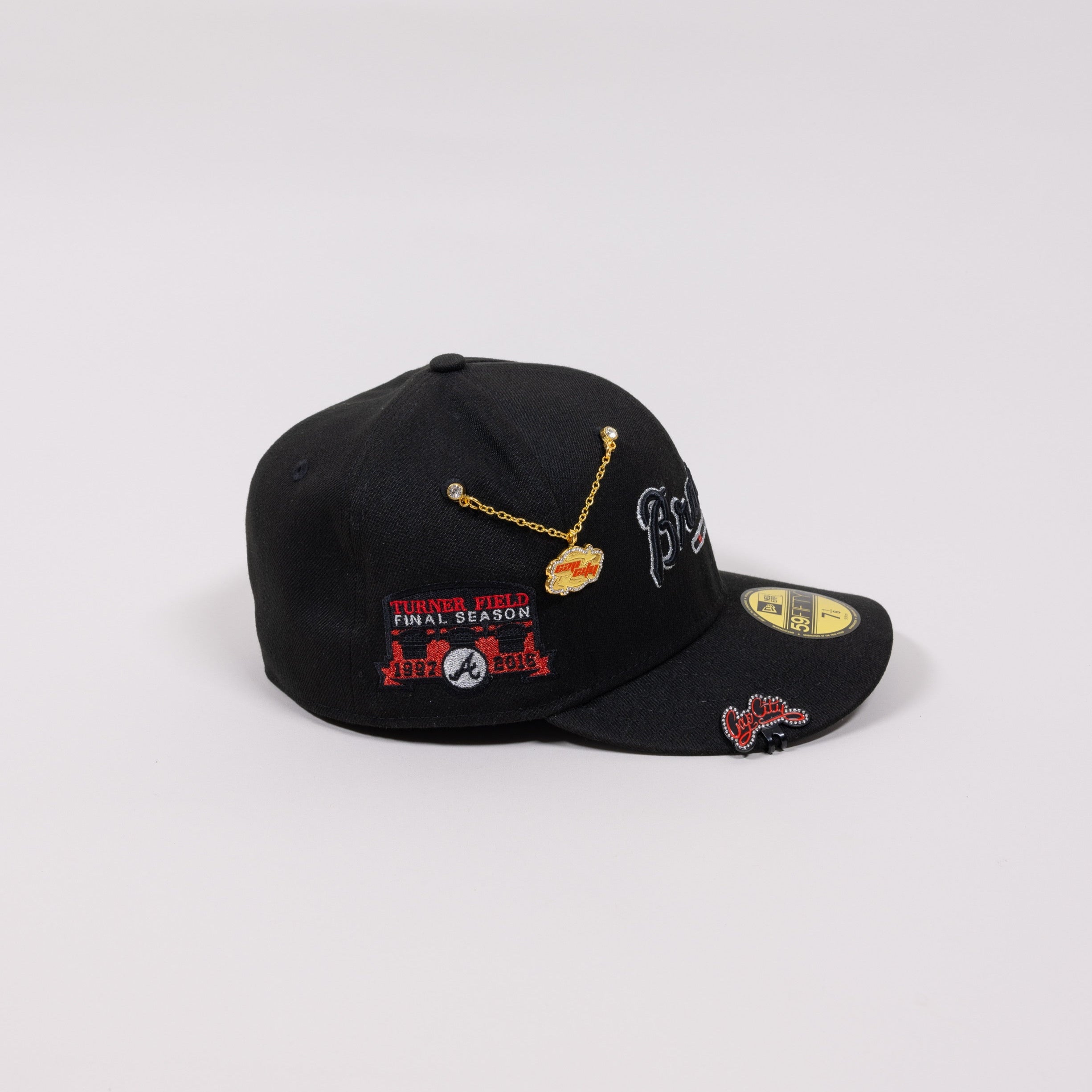 NEW ERA 59FIFTY BLACK ATLANTA BRAVES SCRIPT W/ SEASON SIDE PATCH