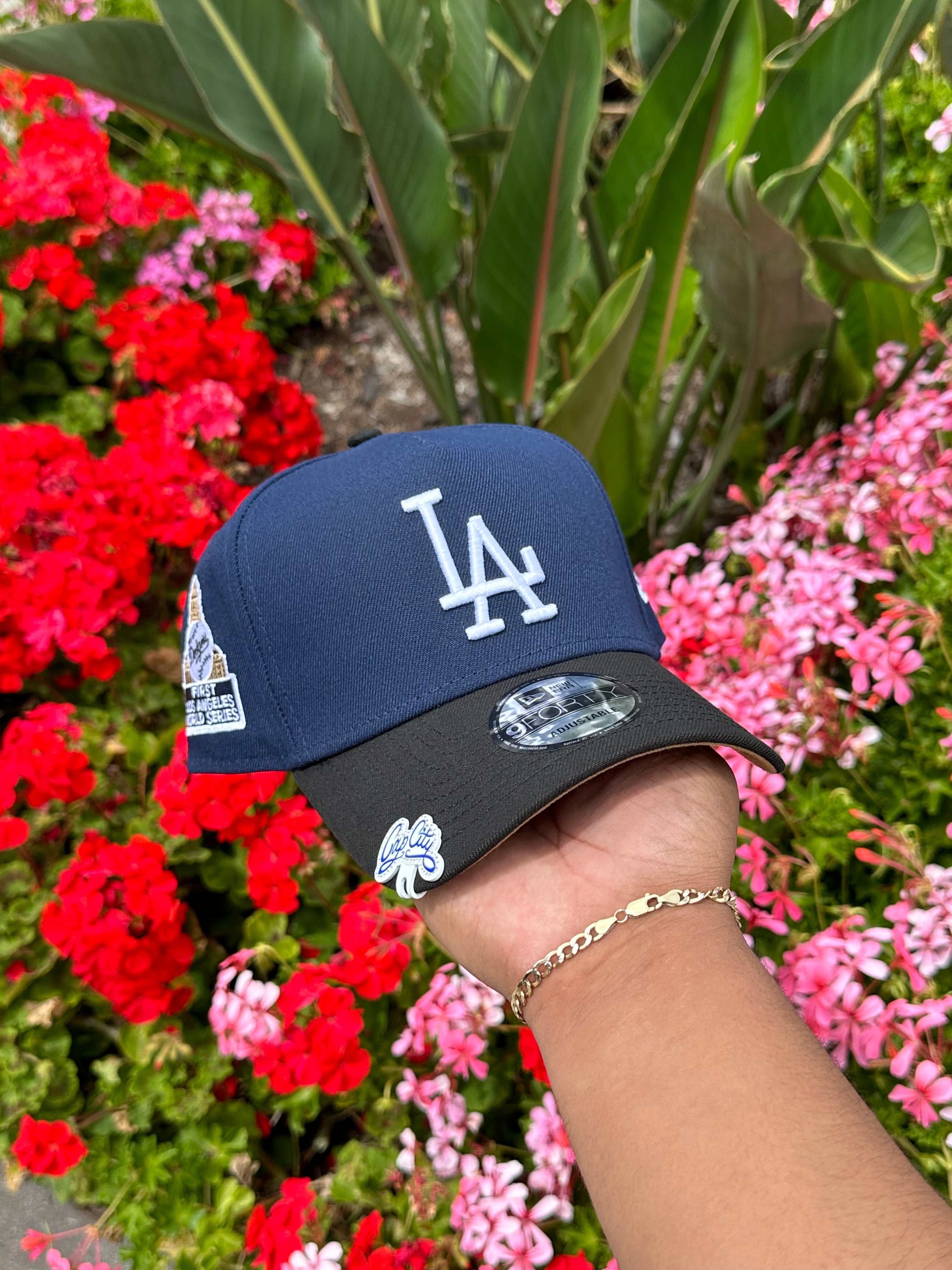 NEW ERA EXCLUSIVE 9FORTY A-FRAME NAVY/BLACK LOS ANGELES DODGERS W/ 1ST WORLD SERIES SIDE PATCH