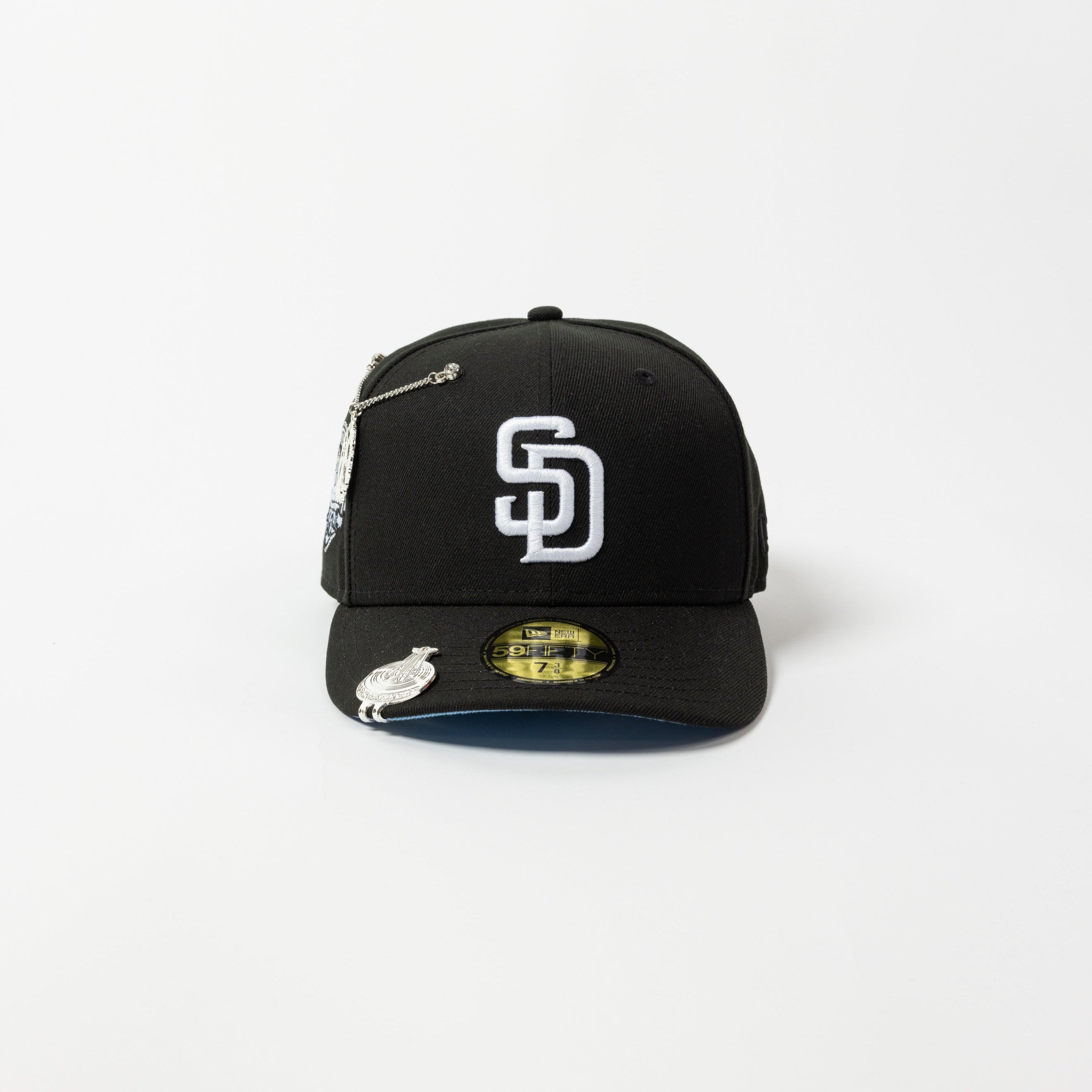 NEW ERA EXCLUSIVE 59FIFTY BLACK SAN DIEGO PADRES W/ 40TH ANNIVERSARY SIDE PATCH