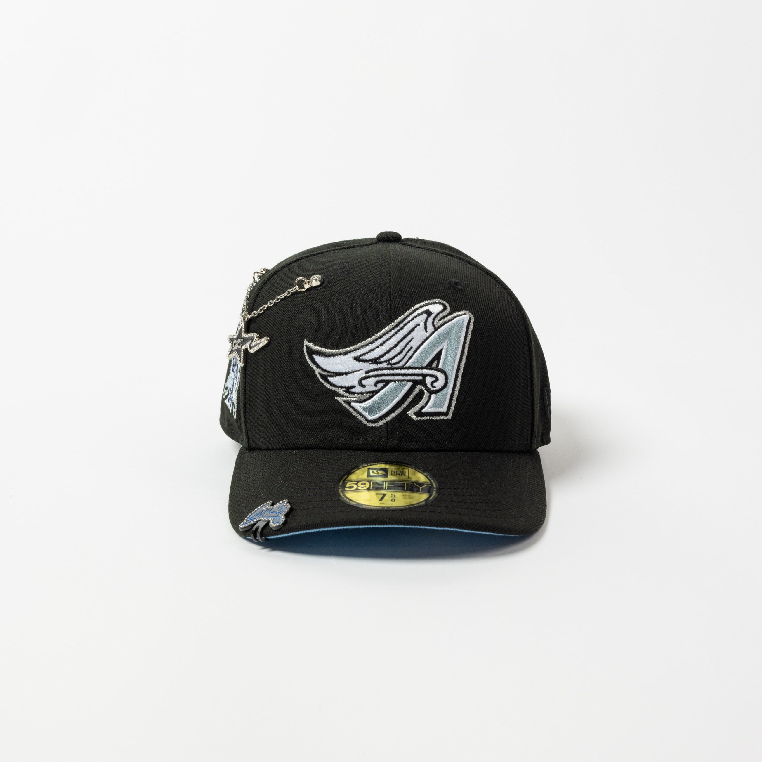 NEW ERA 59FIFTY BLACK ANAHEIM ANGELS W/ 50TH ANNIVERSARY SIDE PATCH