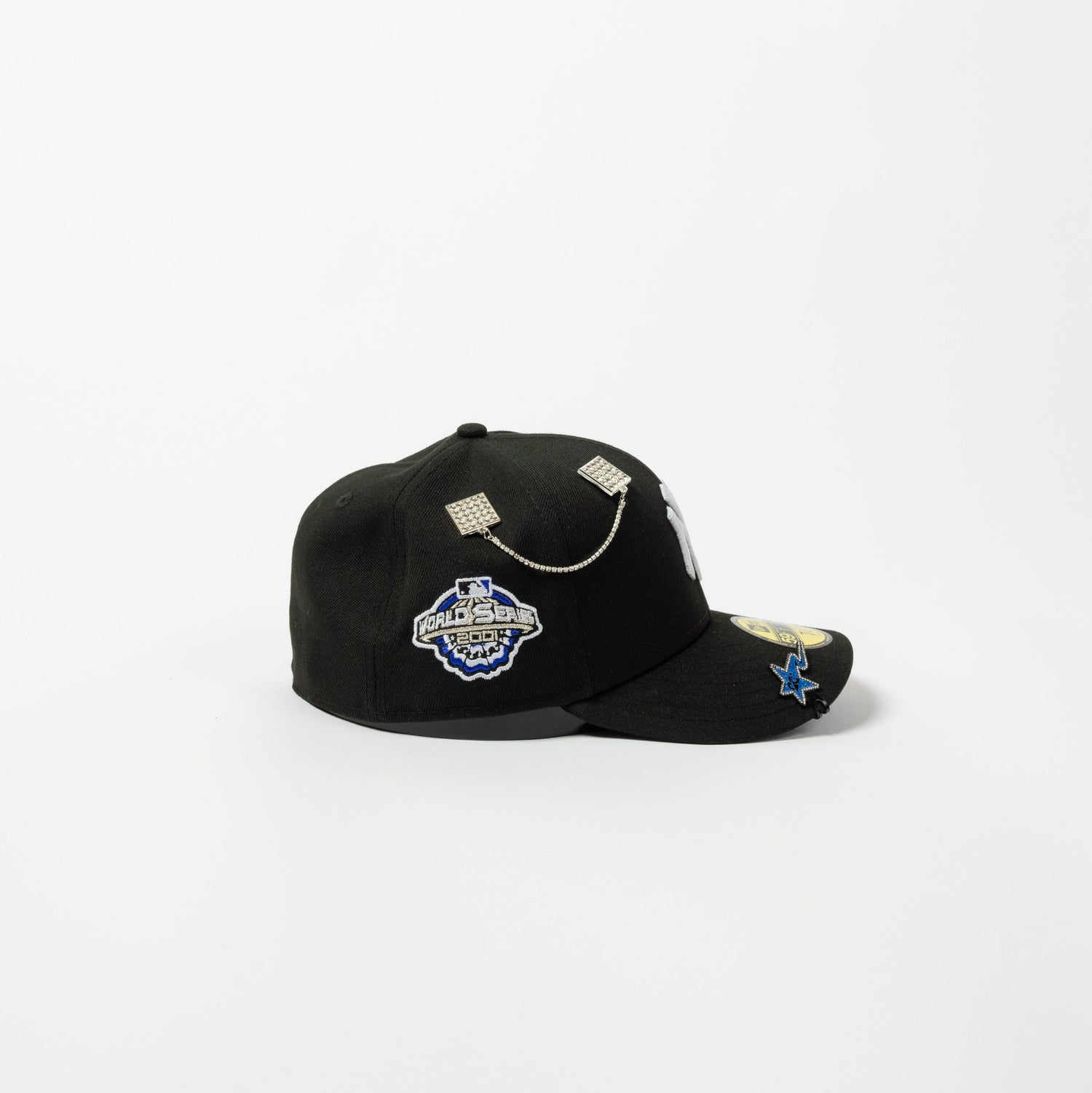 NEW ERA EXCLUSIVE 59FIFTY BLACK NEW YORK YANKEES W/ 2001 WORLD SERIES SIDE PATCH