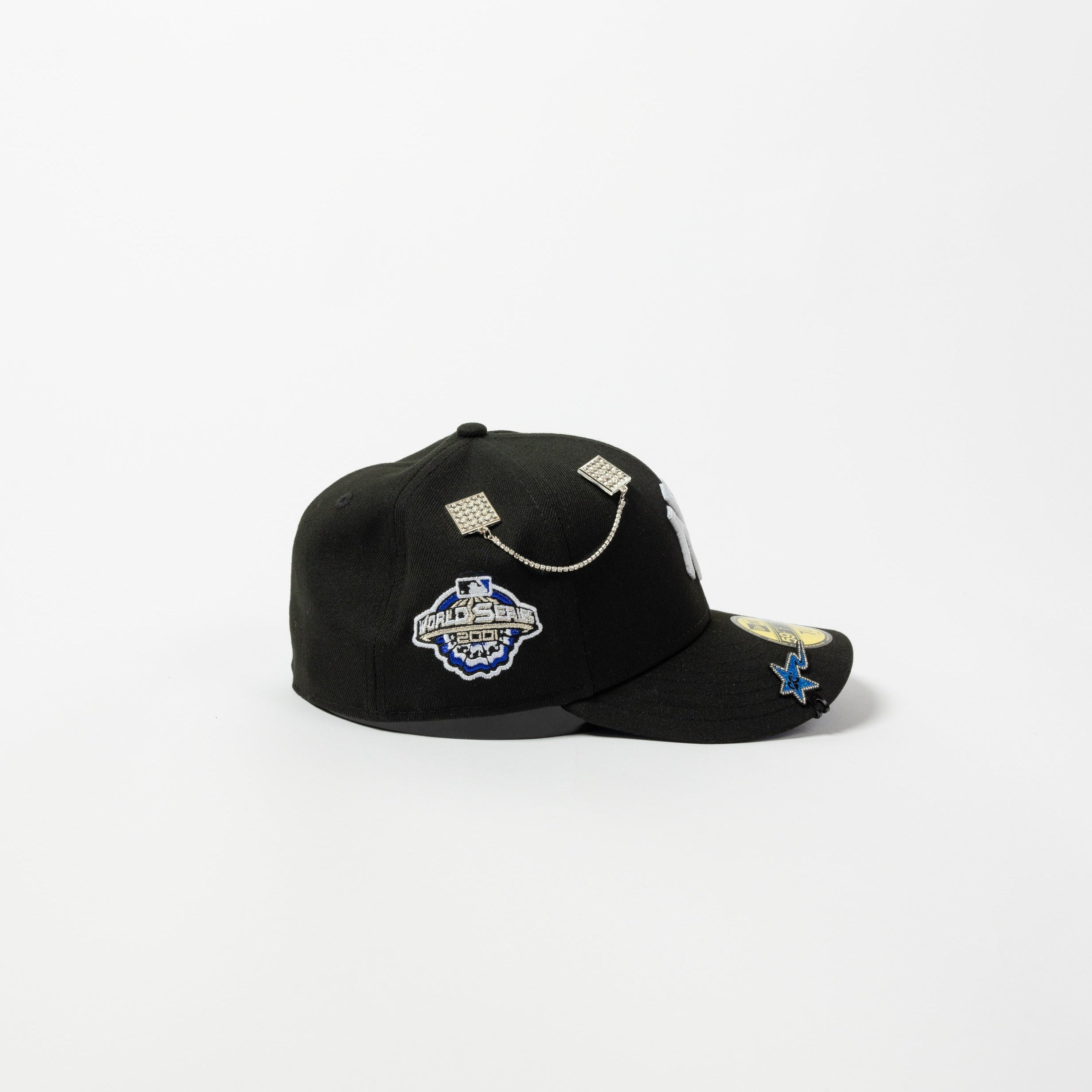 NEW ERA EXCLUSIVE 59FIFTY BLACK NEW YORK YANKEES W/ 2001 WORLD SERIES SIDE PATCH