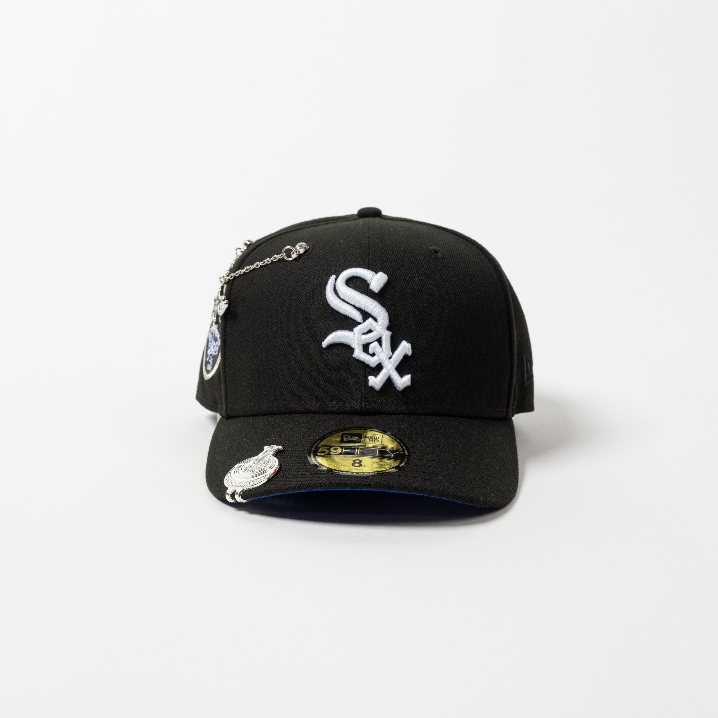 NEW ERA EXCLUSIVE 59FIFTY BLACK CHICAGO WHITE SOX W/ COMISKEY PARK SIDE PATCH