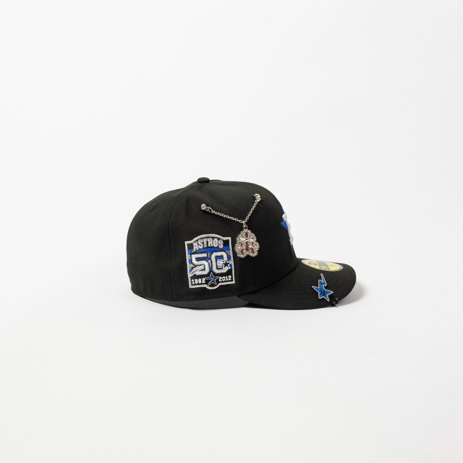 NEW ERA EXCLUSIVE 59FIFTY BLACK HOUSTON ASTROS W/ 50TH ANNIVERSARY SIDE PATCH