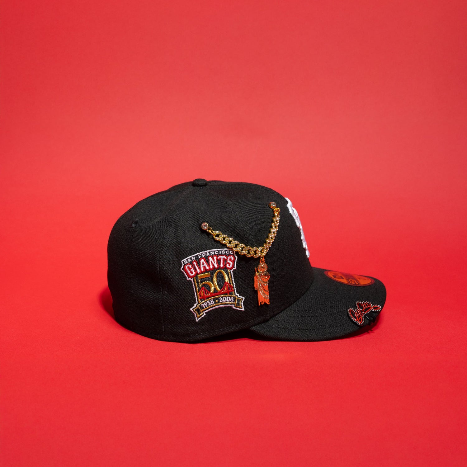 NEW ERA EXCLUSIVE 59FIFTY BLACK SAN FRANCISCO GIANTS W/ 50TH ANNIVERSARY SIDE PATCH