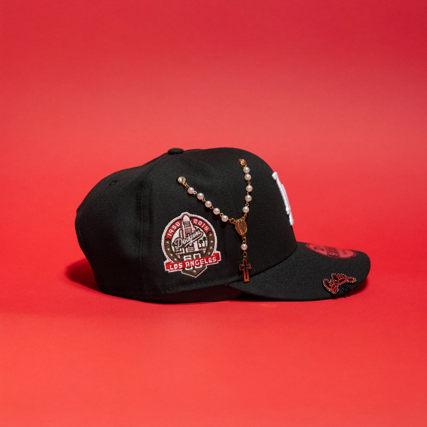 NEW ERA EXCLUSIVE 9FIFTY BLACK LOS ANGELES DODGERS SNAPBACK W/ 60TH ANNIVERSARY SIDE PATCH
