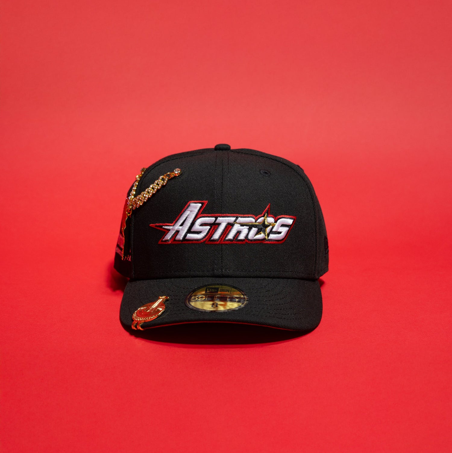NEW ERA EXCLUSIVE 59FIFTY BLACK HOUSTON ASTROS SCRIPT W/ ASTRODOME SIDE PATCH