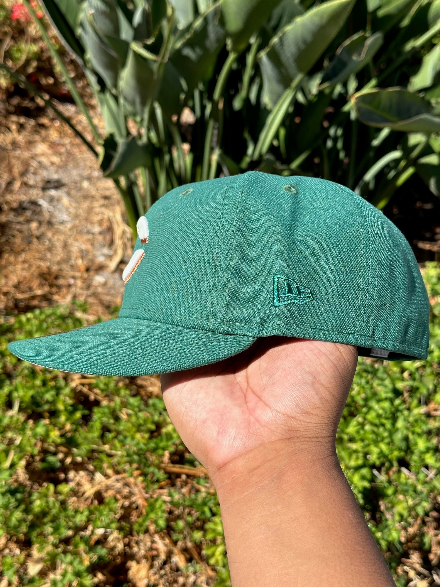 NEW ERA EXCLUSIVE 59FIFTY PINE GREEN CINCINNATI REDS W/ 25TH ANNIVERSARY SIDE PATCH
