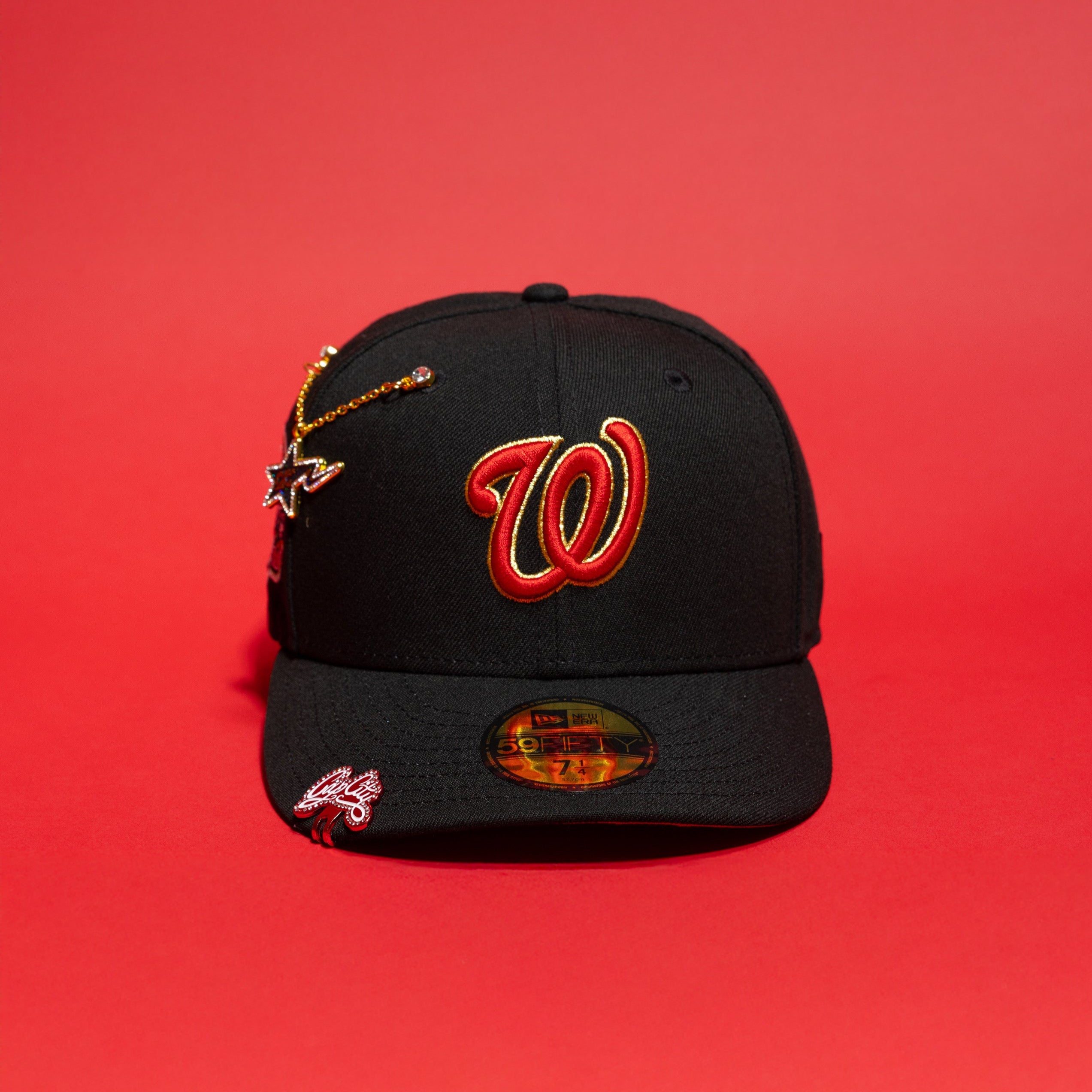 NEW ERA EXCLUSIVE 59FIFTY BLACK WASHINGTON NATIONALS W/ ANNIVERSARY SIDE PATCH