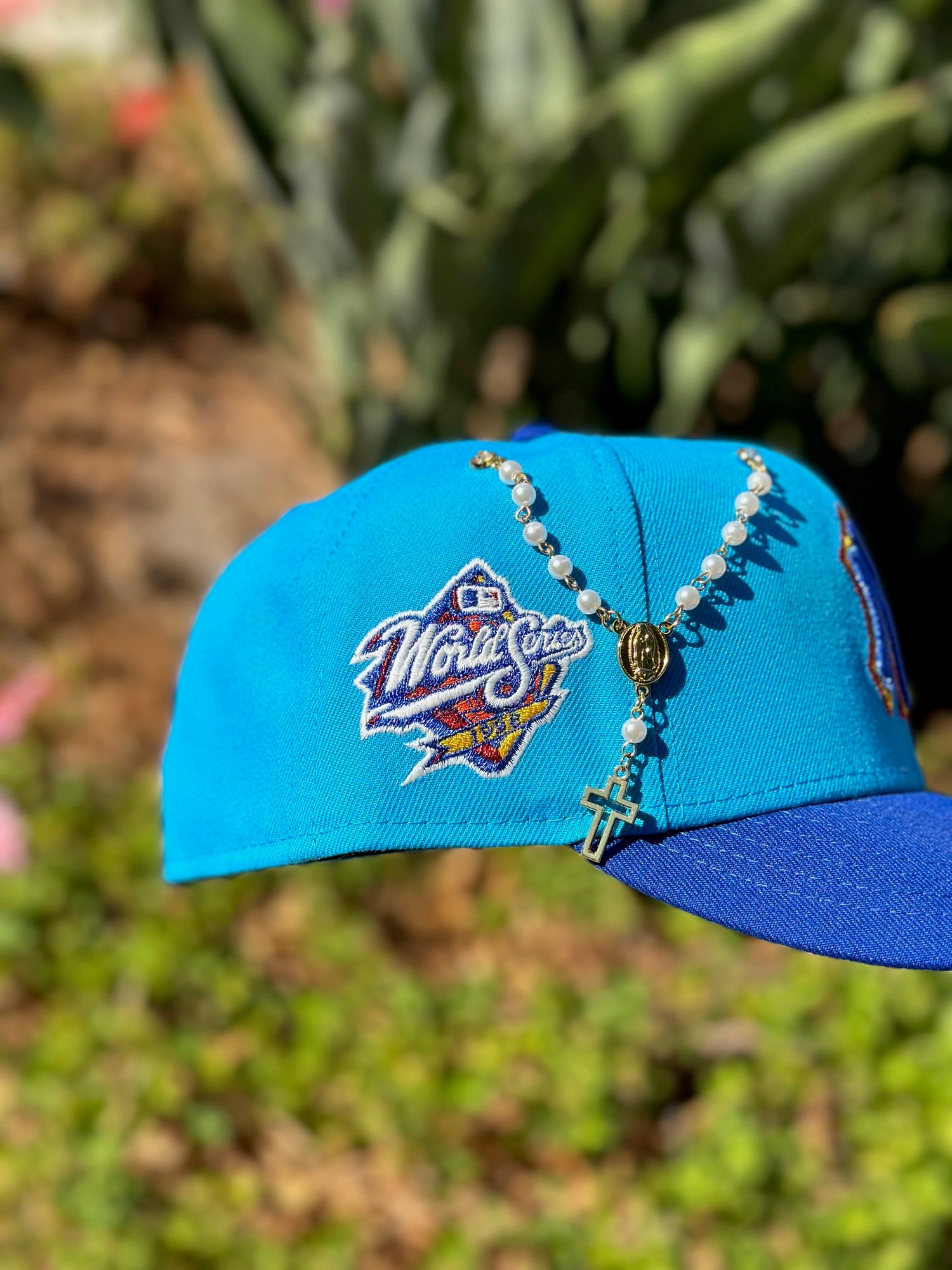 NEW ERA EXCLUSIVE 59FIFTY AQUA BLUE NEW YORK YANKEES W/ 1998 WORLD SERIES SIDE PATCH