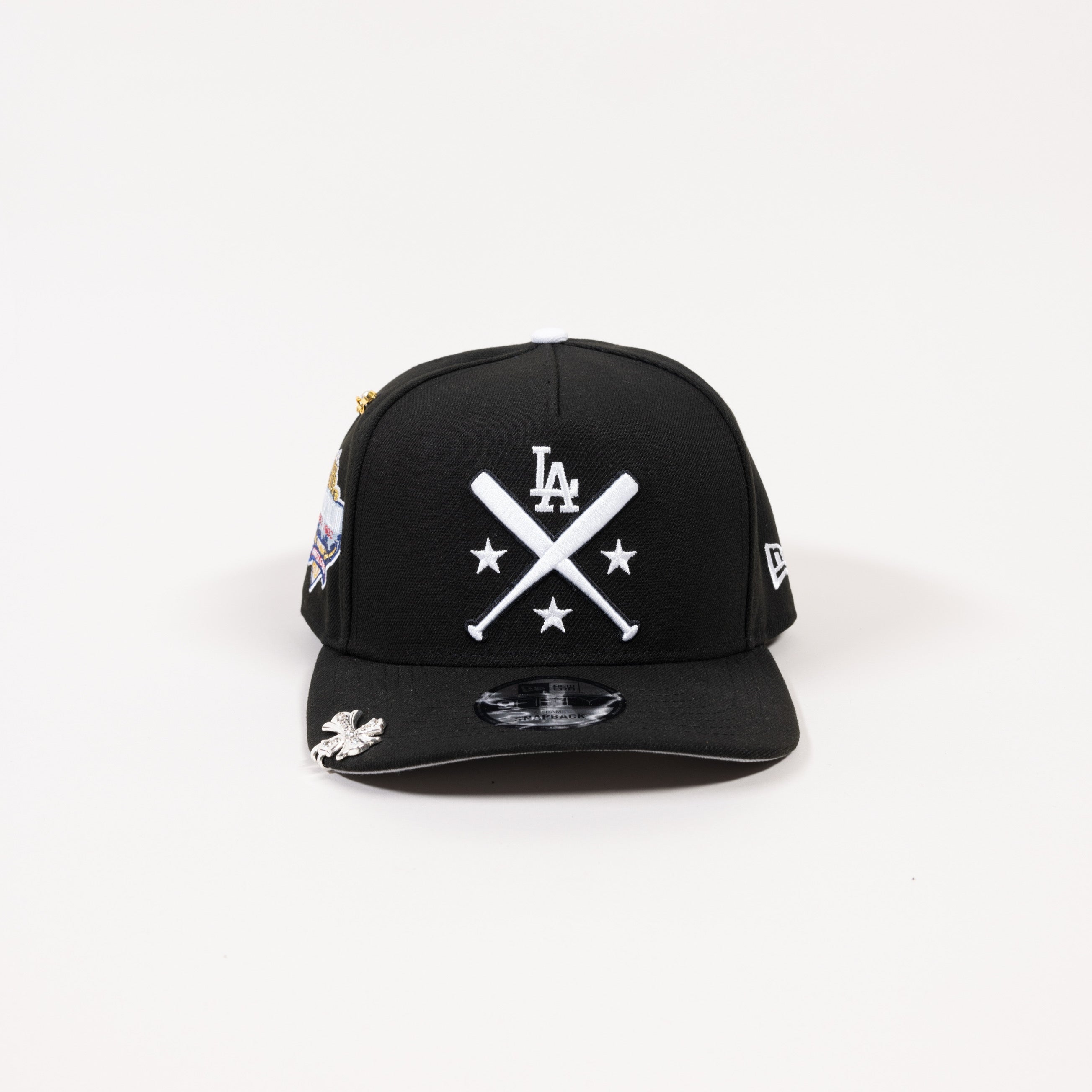 NEW ERA EXCLUSIVE 9FIFTY A-FRAME BLACK LOS ANGELES DODGERS SNAPBACK W/ 40TH ANNVIERSARY SIDE PATCH
