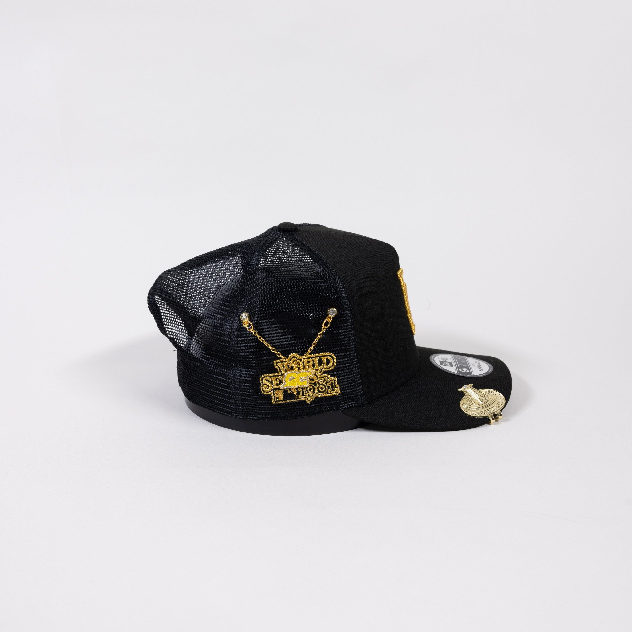 NEW ERA EXCLUSIVE 9FIFTY A-FRAME BLACK LOS ANGELES DODGERS MESHBACK W/ 1981 WORLD SERIES SIDE PATCH