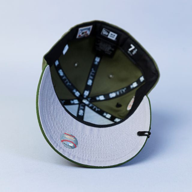 NEW ERA EXCLUSIVE 59FIFTY OLIVE BALTIMORE ORIOLES W/ 50TH ANNIVERSARY SIDE PATCH
