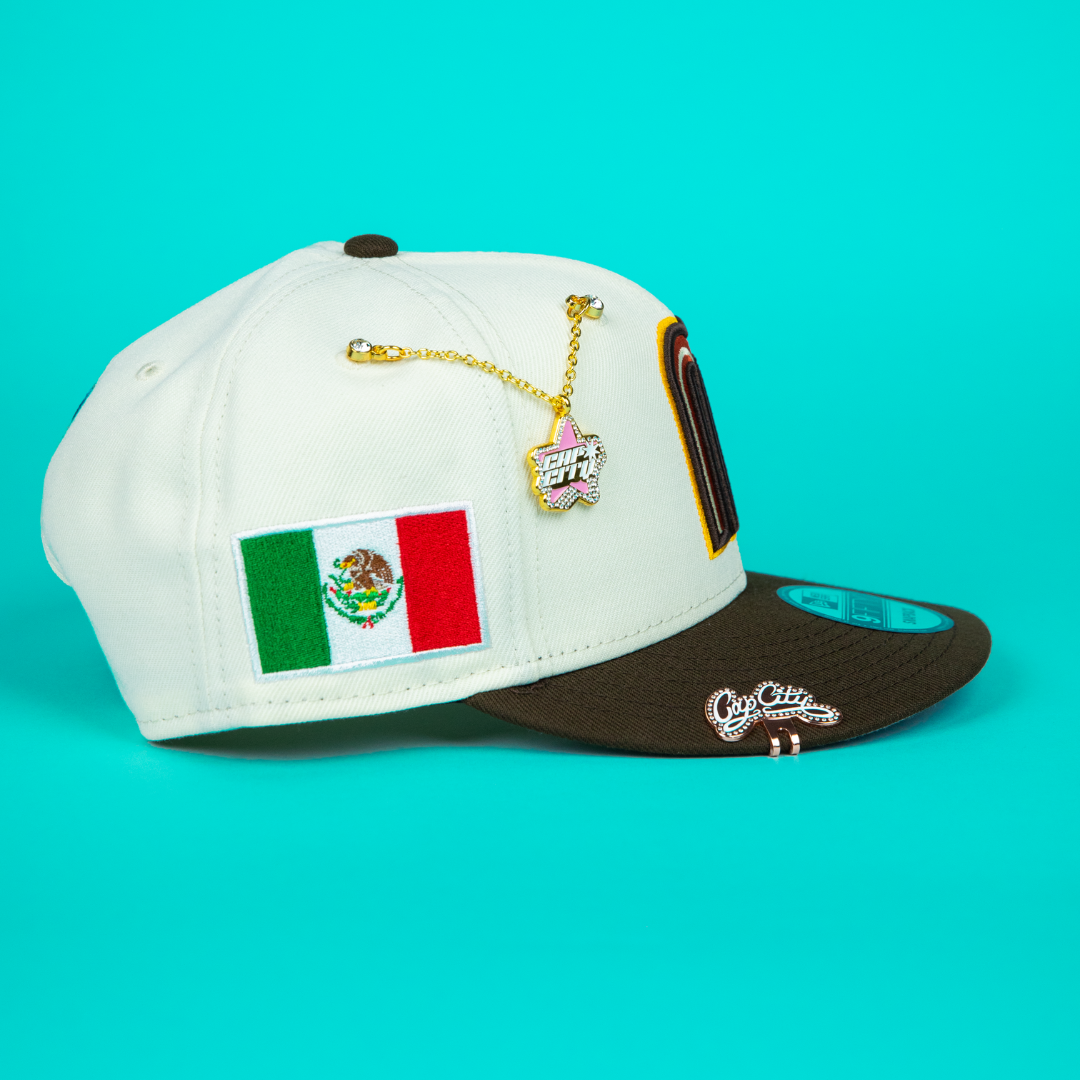 NEW ERA 9FIFTY CHROME/ BROWN MEXICO WBC SNAPBACK W/ MEXICO FLAG SIDE PATCH