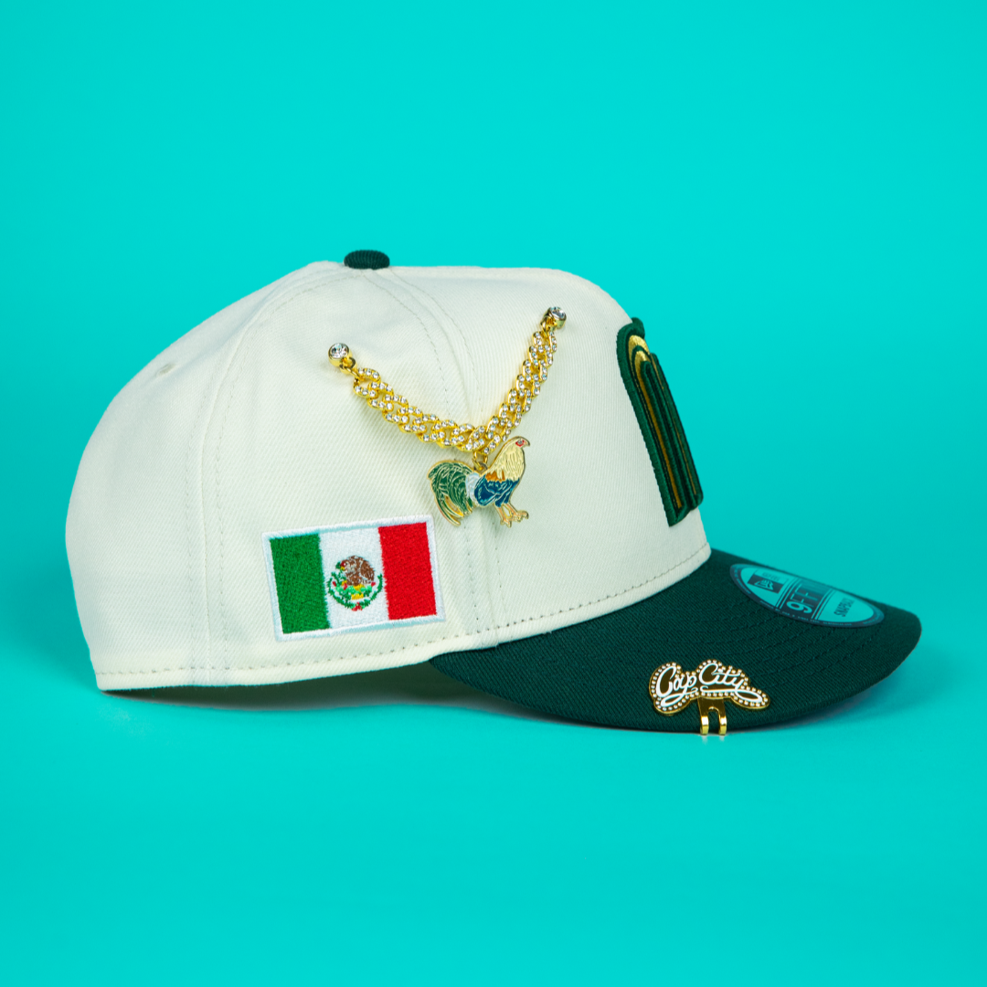 NEW ERA 9FIFTY CHROME/ FOREST GREEN MEXICO WBC SNAPBACK W/ MEXICO FLAG SIDE PATCH