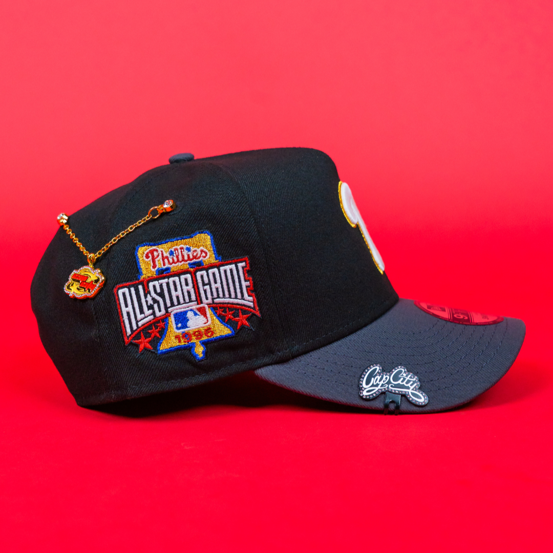 NEW ERA 9FIFTY A-FRAME BLACK/ GREY PHILADELPHIA PHILLIES SNAPBACK W/ 1996 ALL STAR GAME SIDE PATCH