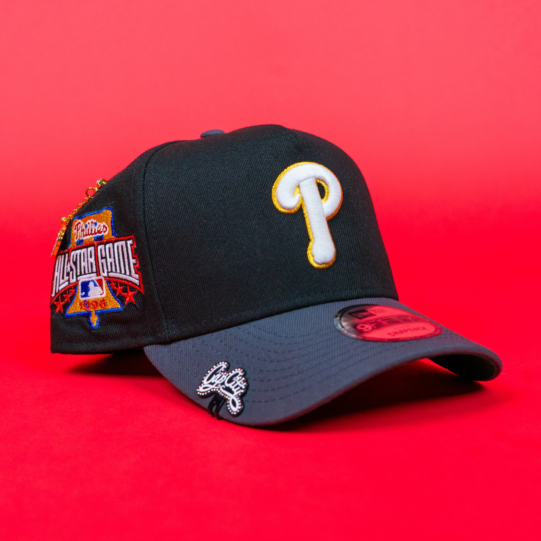 NEW ERA 9FIFTY A-FRAME BLACK/ GREY PHILADELPHIA PHILLIES SNAPBACK W/ 1996 ALL STAR GAME SIDE PATCH