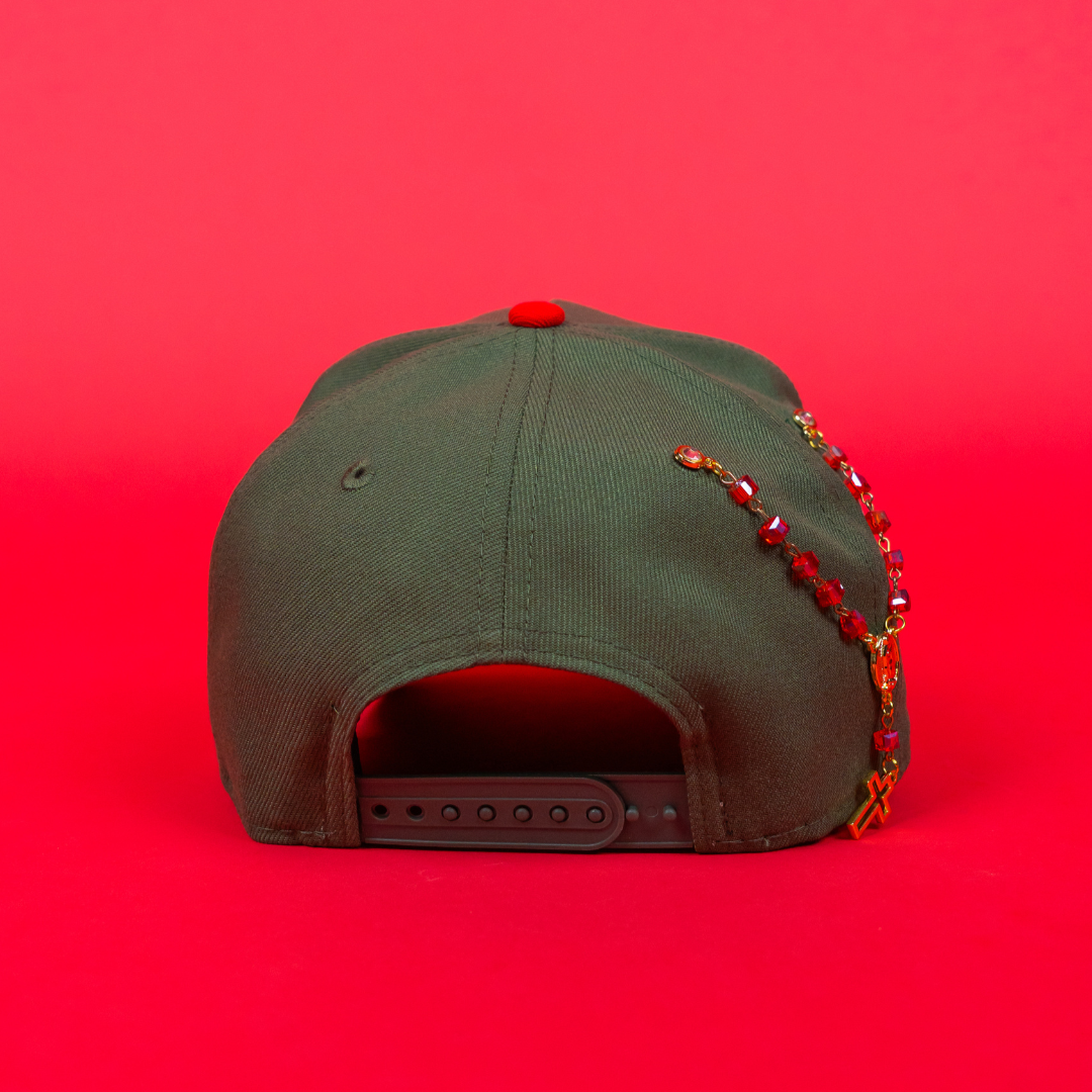 NEW ERA 9FIFTY A-FRAME OLIVE/ BLACK HOUSTON ASTROS SCRIPT W/ 40TH ANNIVERSARY SIDE PATCH