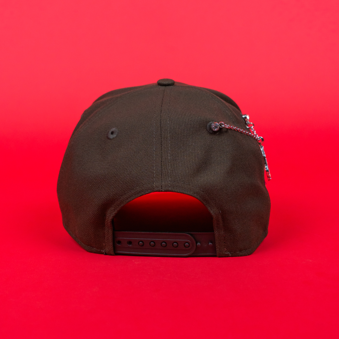NEW ERA 9FIFTY A-FRAME BROWN UPSIDE DOWN LOS ANGELES DODGERS SNAPBACK W/ 40TH ANNIVERSARY SIDE PATCH