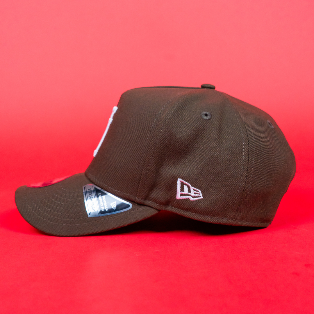 NEW ERA 9FIFTY A-FRAME BROWN UPSIDE DOWN LOS ANGELES DODGERS SNAPBACK W/ 40TH ANNIVERSARY SIDE PATCH