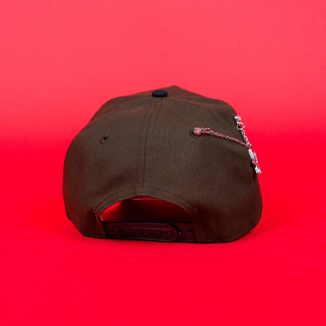 NEW ERA 9FIFTY A-FRAME BROWN/ BLACK ANAHEIM ANGELS SNAPBACK W/ 35TH ANNIVERSARY SIDE PATCH