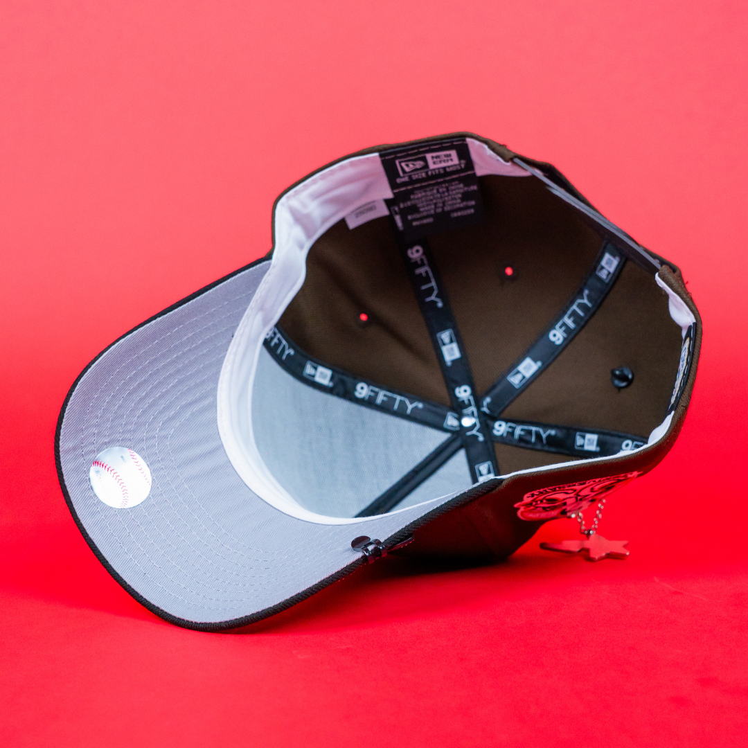 NEW ERA 9FIFTY A-FRAME BROWN/ BLACK ANAHEIM ANGELS SNAPBACK W/ 35TH ANNIVERSARY SIDE PATCH