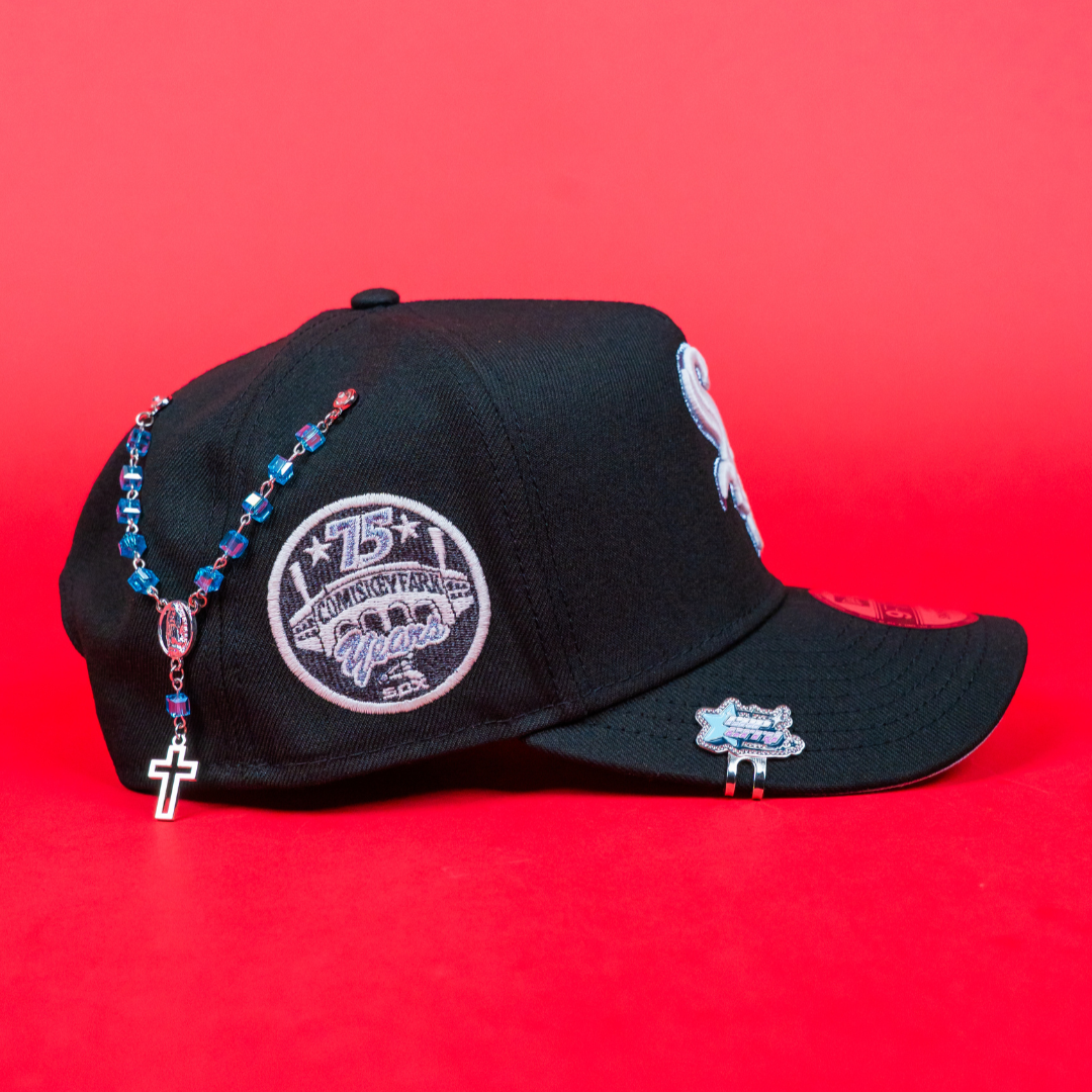 NEW ERA 9FIFTY A-FRAME BLACK CHICAGO WHITE SOX SNAPBACK W/ 75TH ANIVERSARY SIDE PATCH