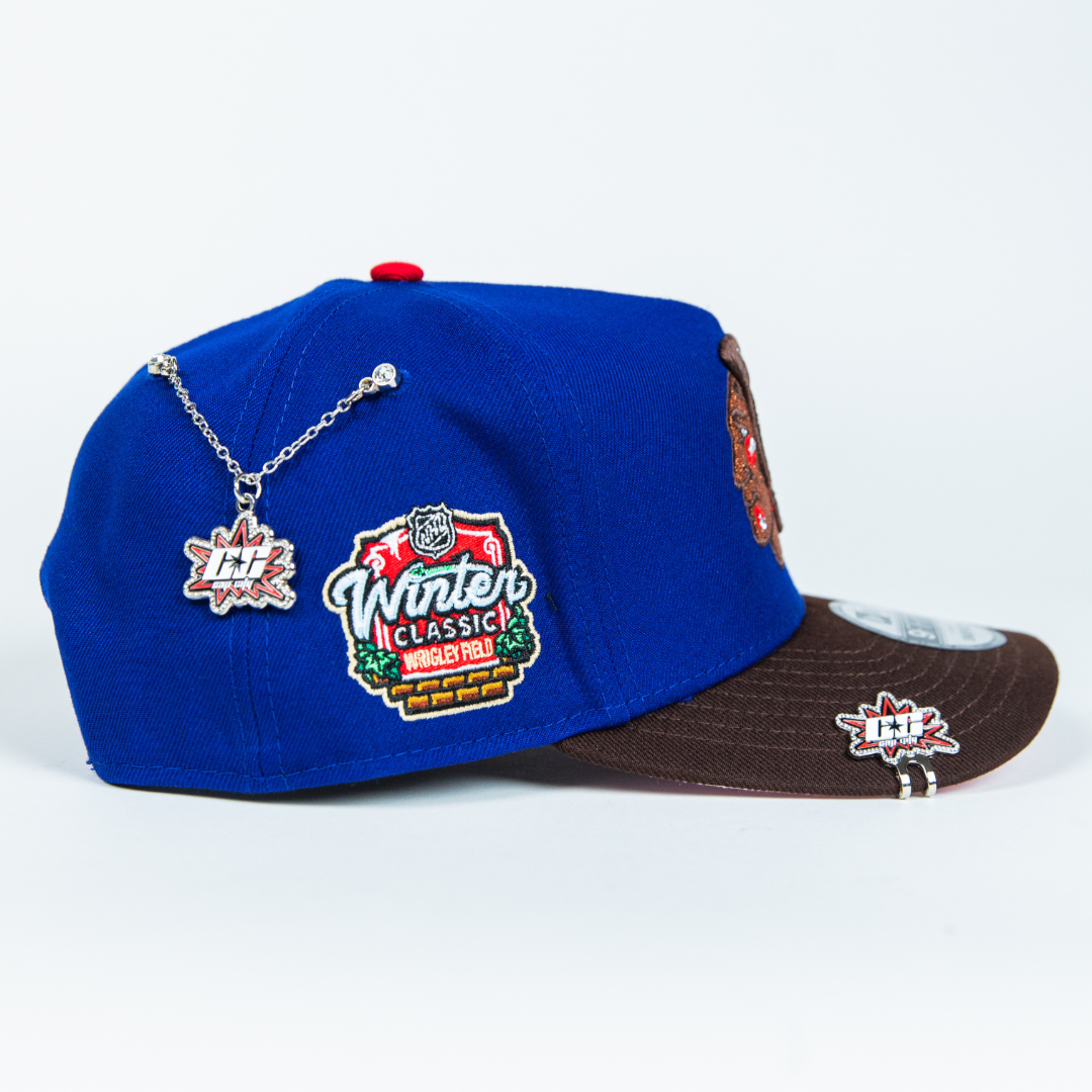 NEW ERA 9FIFTY A-FRAME BLUE/ BROWN CHICAGO BLACKHAWKS SNAPBACK W/ "WINTER CLASSIC" SIDE PATCH