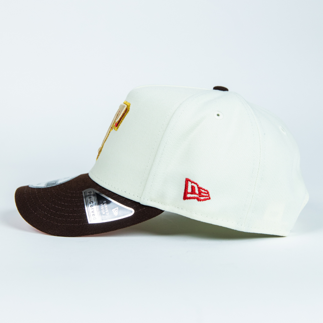 NEW ERA 9FIFTY A-FRAME CHROME/ BROWN TEXAS RANGERS SNAPBACK W/ FINAL SEASON SIDE PATCH