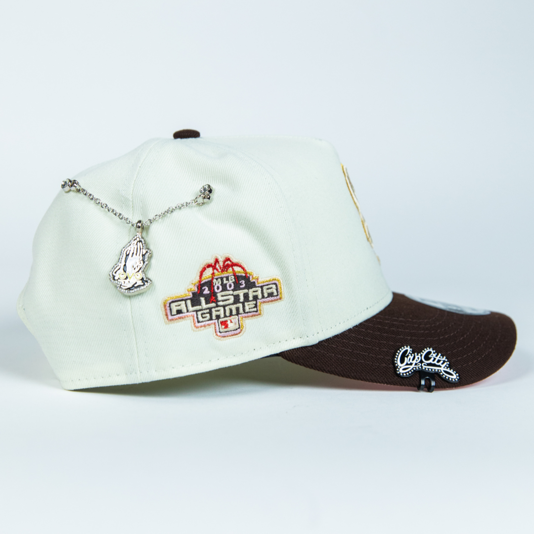 NEW ERA 9FIFTY A-FRAME CHROME/ BROWN CHICAGO WHITE SOX SNAPBACK W/ 2003 ALL STAR GAME SIDE PATCH