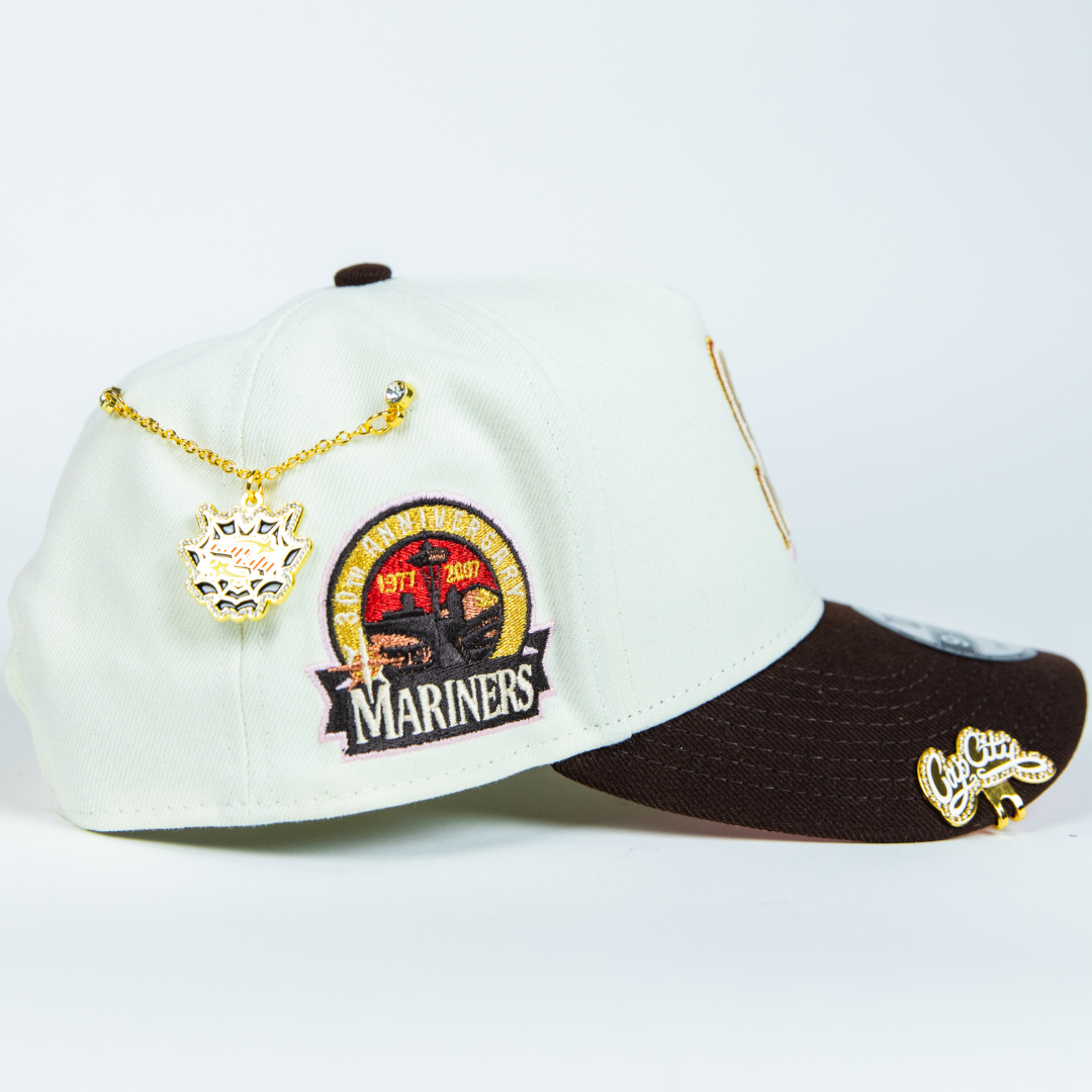 NEW ERA 9FIFTY A-FRAME CHROME/ BROWN SEATTLE MARINERS SNAPBACK W/ 30TH ANNIVERSARY SIDE PATCH