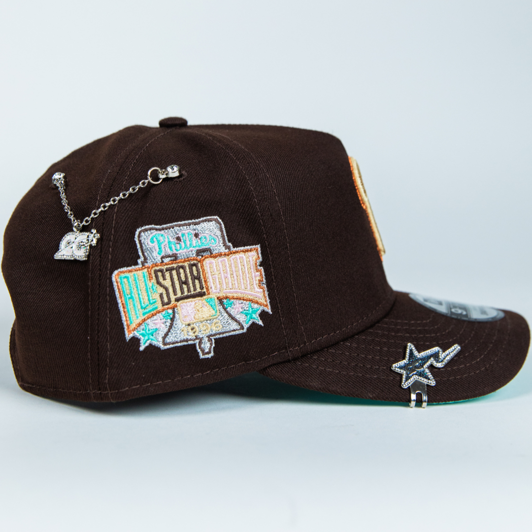 NEW ERA 9FIFTY A-FRAME DARK BROWN PHILADELPHIA PHILLIES SNAPBACK W/ 1996 ALL STAR GAME SIDE PATCH