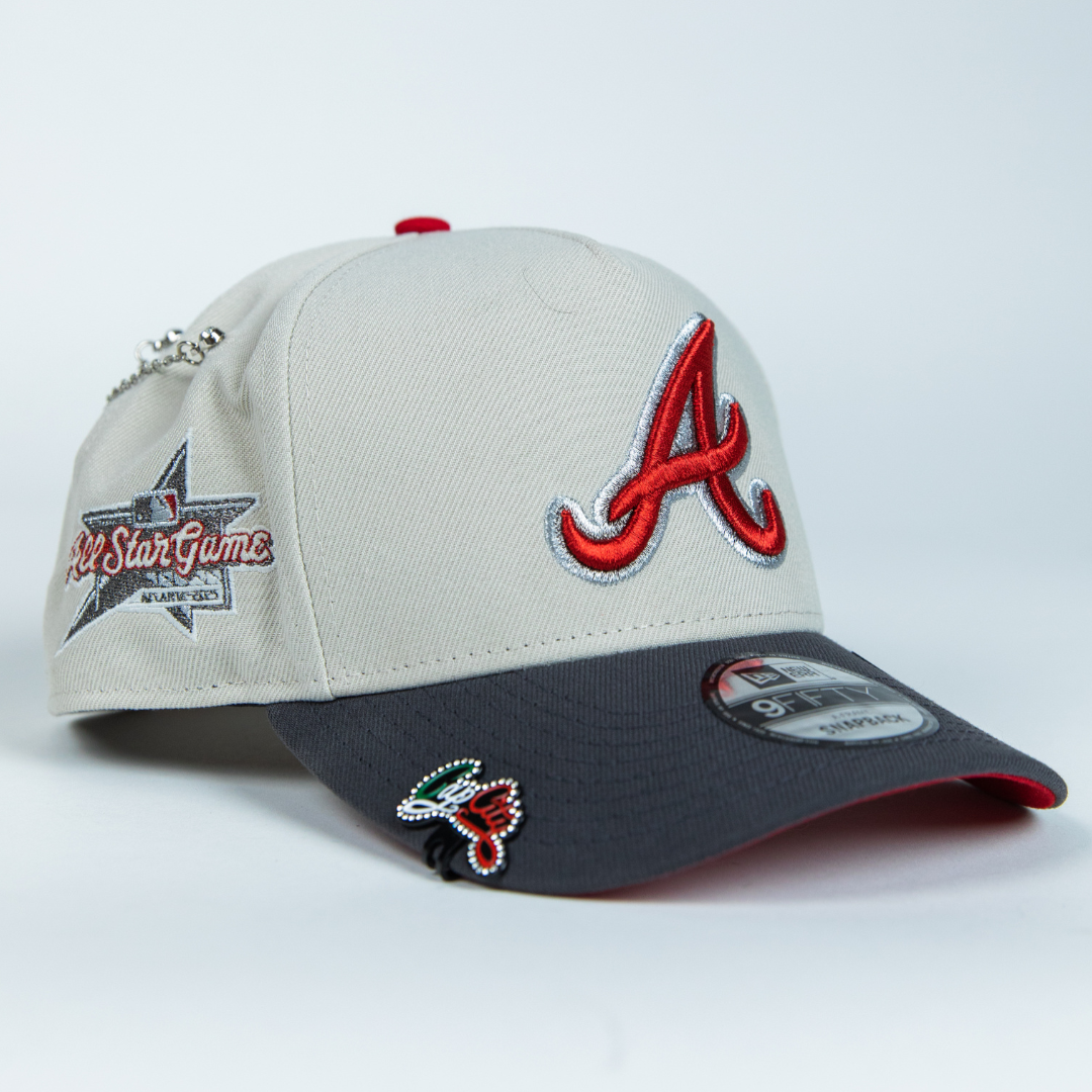 NEW ERA 9FIFTY A-FRAME SMOKE GREY ATLANTA BRAVES SNAPBACK W/ ALL STAR GAME SIDE PATCH